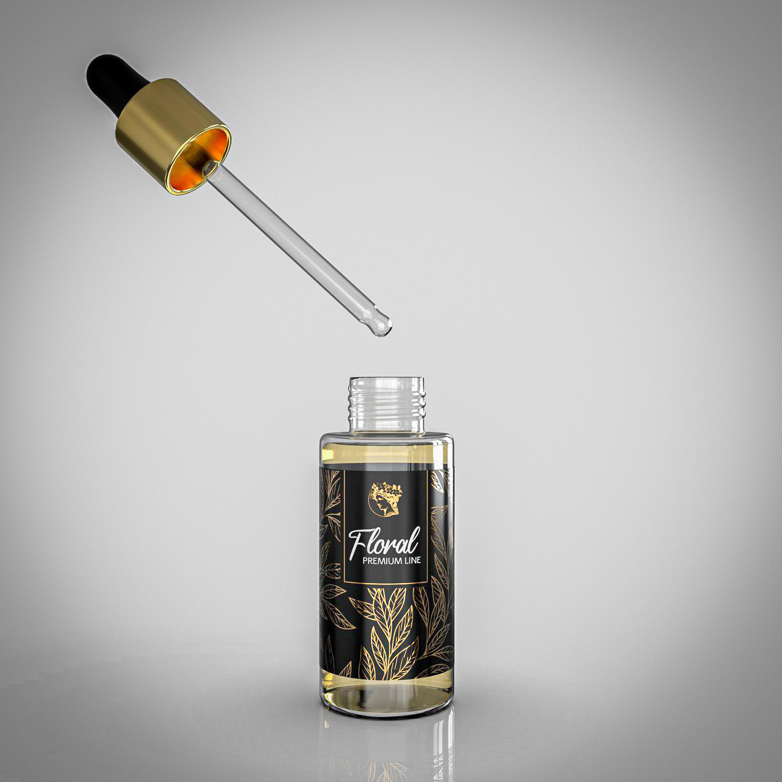 Cosmetic perfume bottle with pipette 30ml 3D model_7