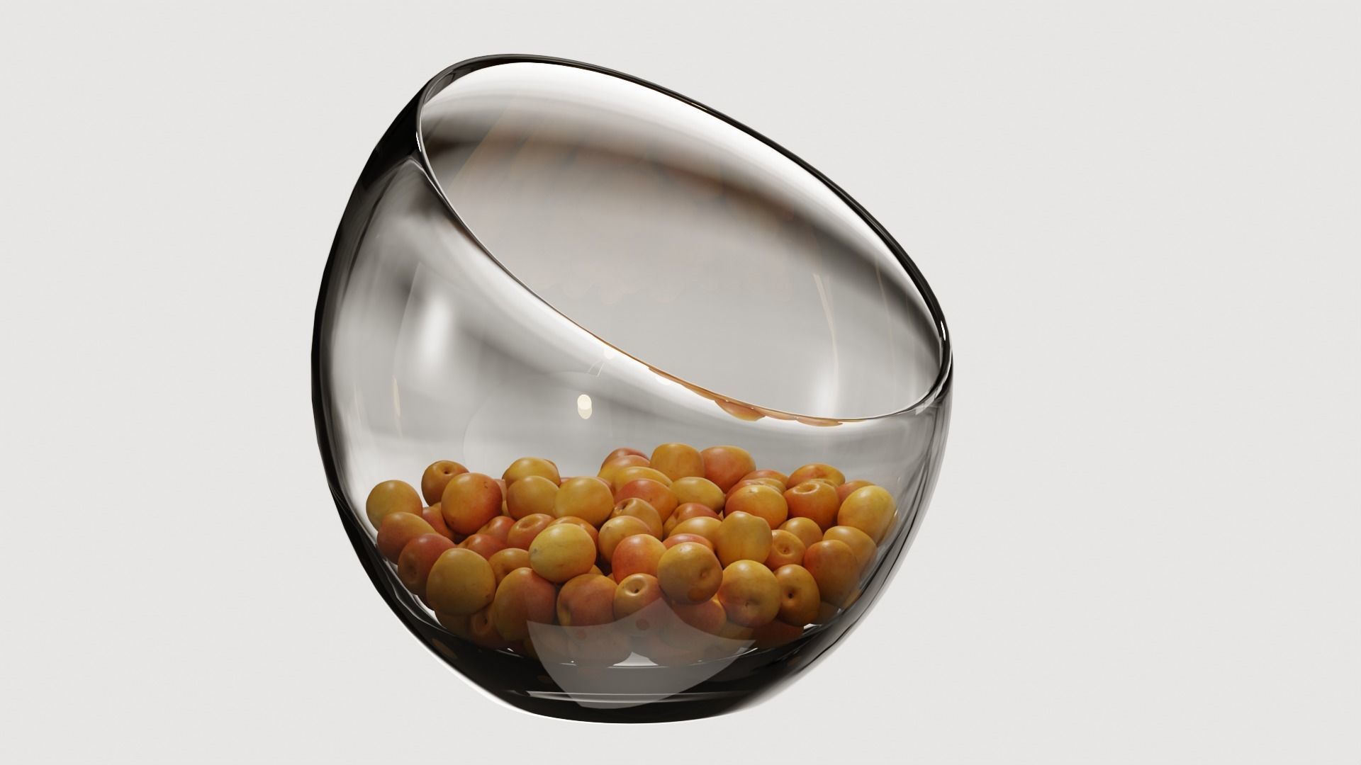 Large Slant Fruit Bowl Apricot  3D model_5