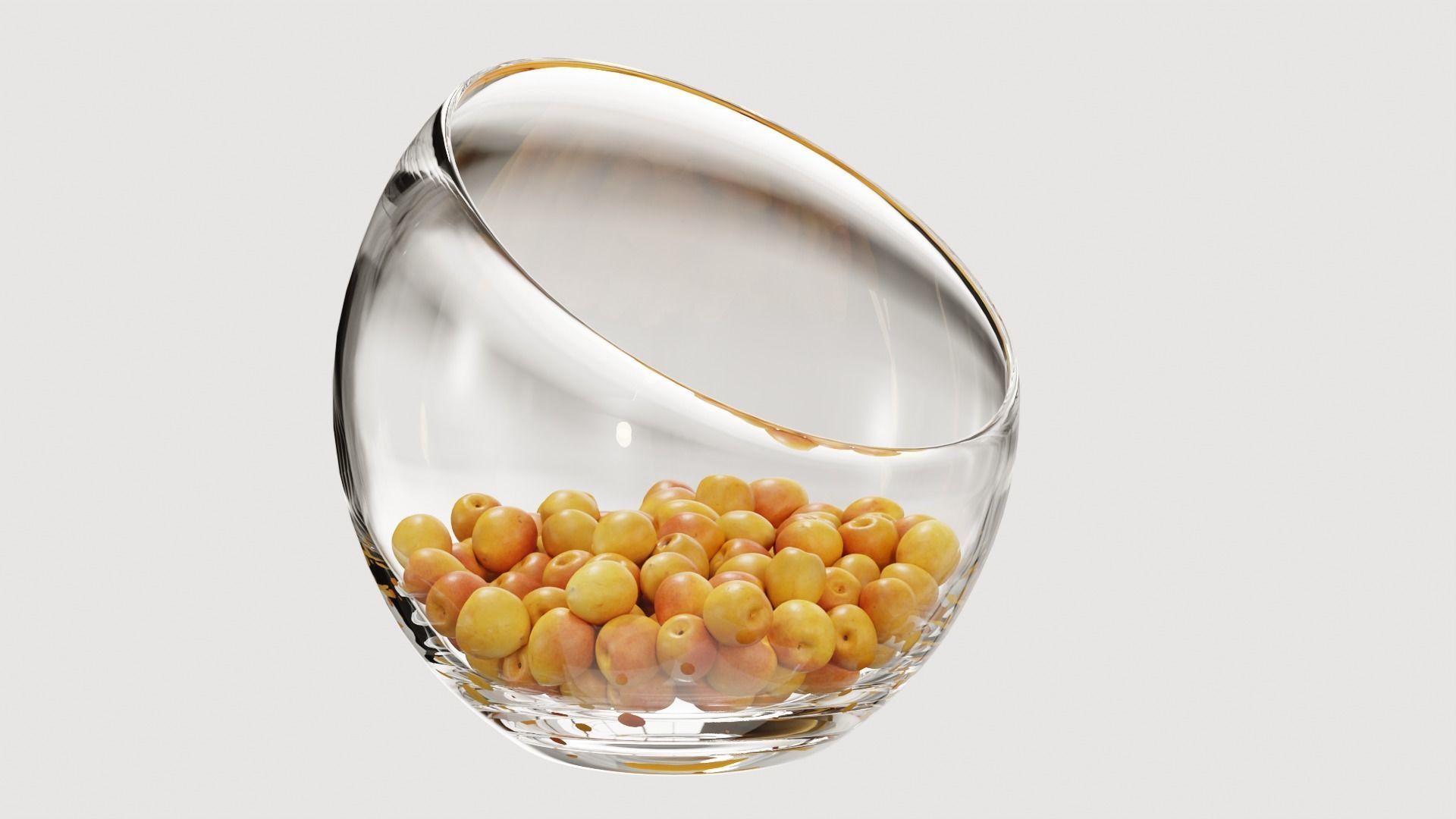 Large Slant Fruit Bowl Apricot  3D model_3