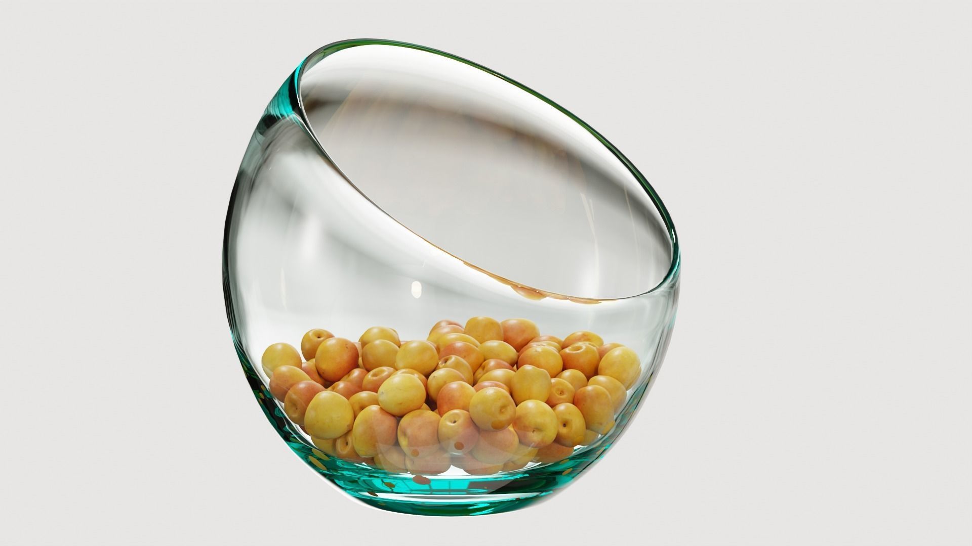 Large Slant Fruit Bowl Apricot  3D model_4