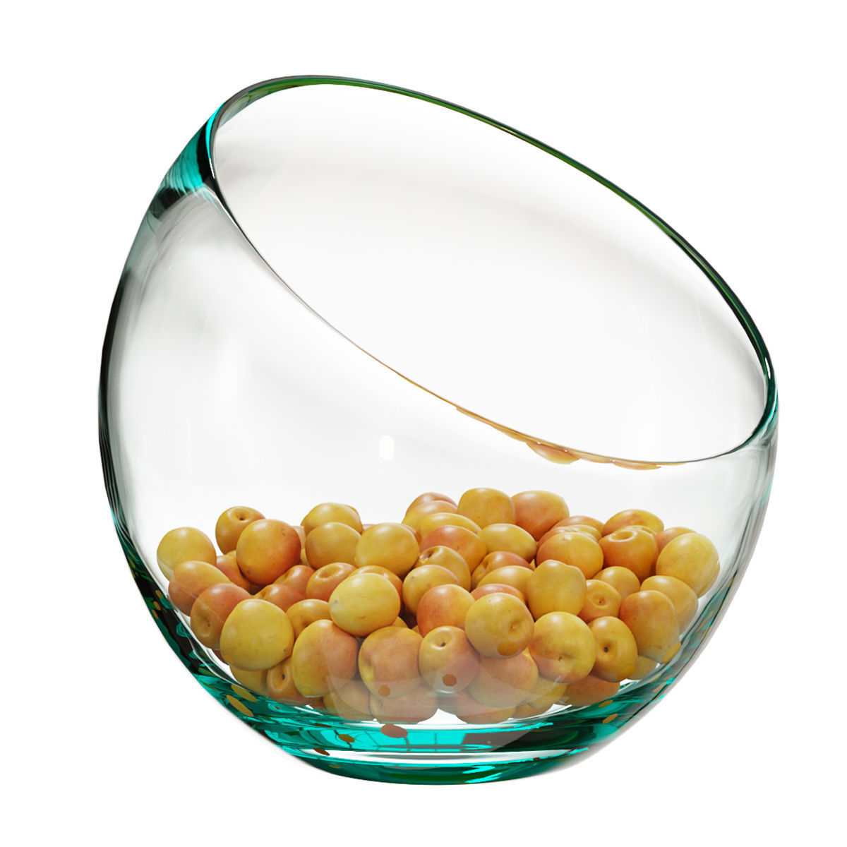 Large Slant Fruit Bowl Apricot  3D model_1