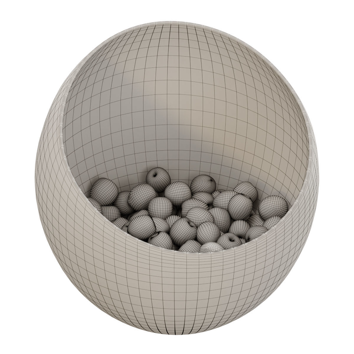 Large Slant Fruit Bowl Apricot  3D model_7