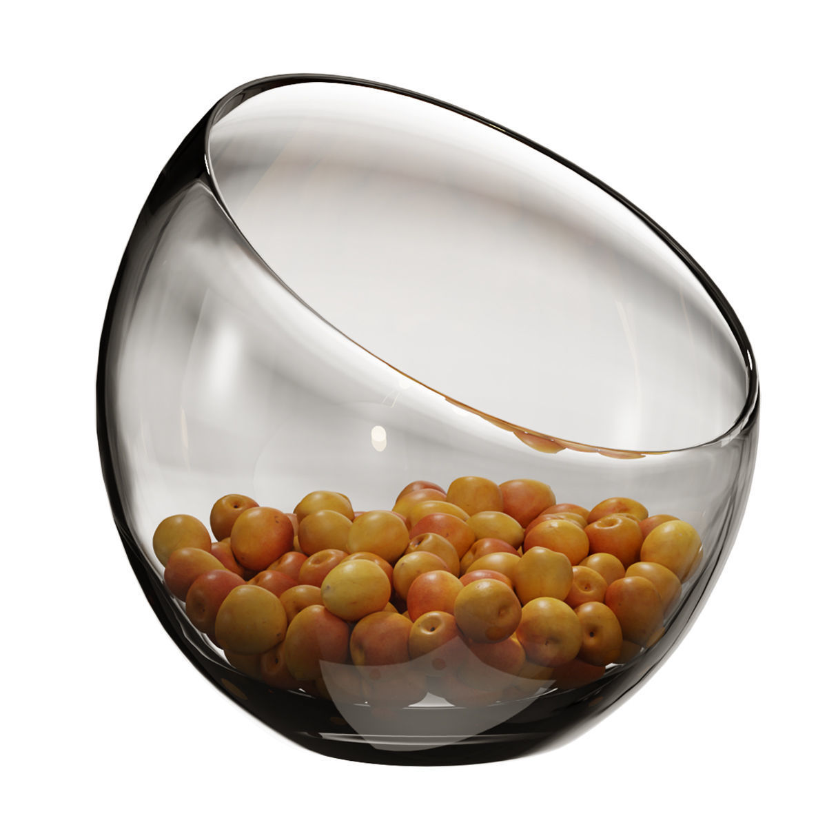 Large Slant Fruit Bowl Apricot  3D model_2