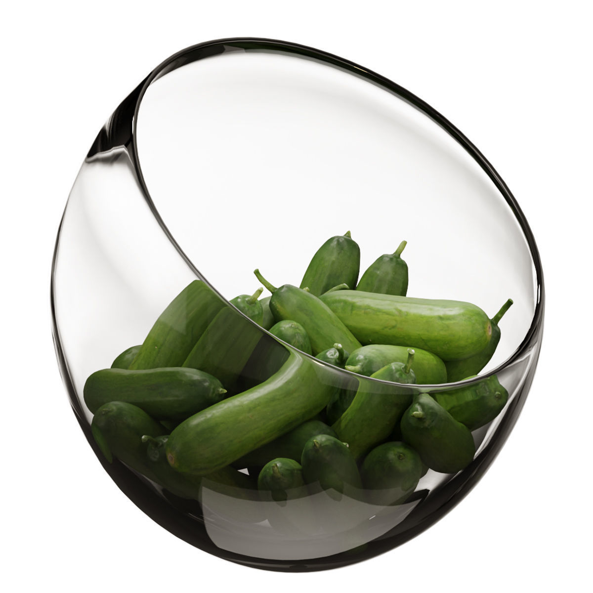 Large Slant Fruit Bowl baby cucumber 3D model_2