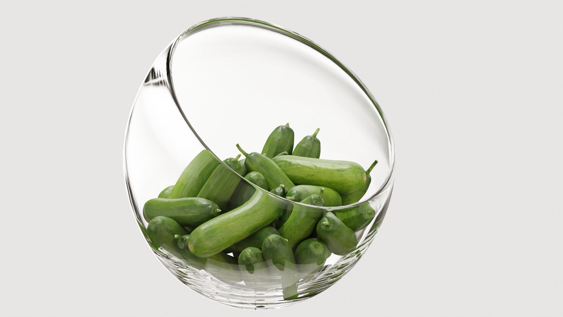 Large Slant Fruit Bowl baby cucumber 3D model_4