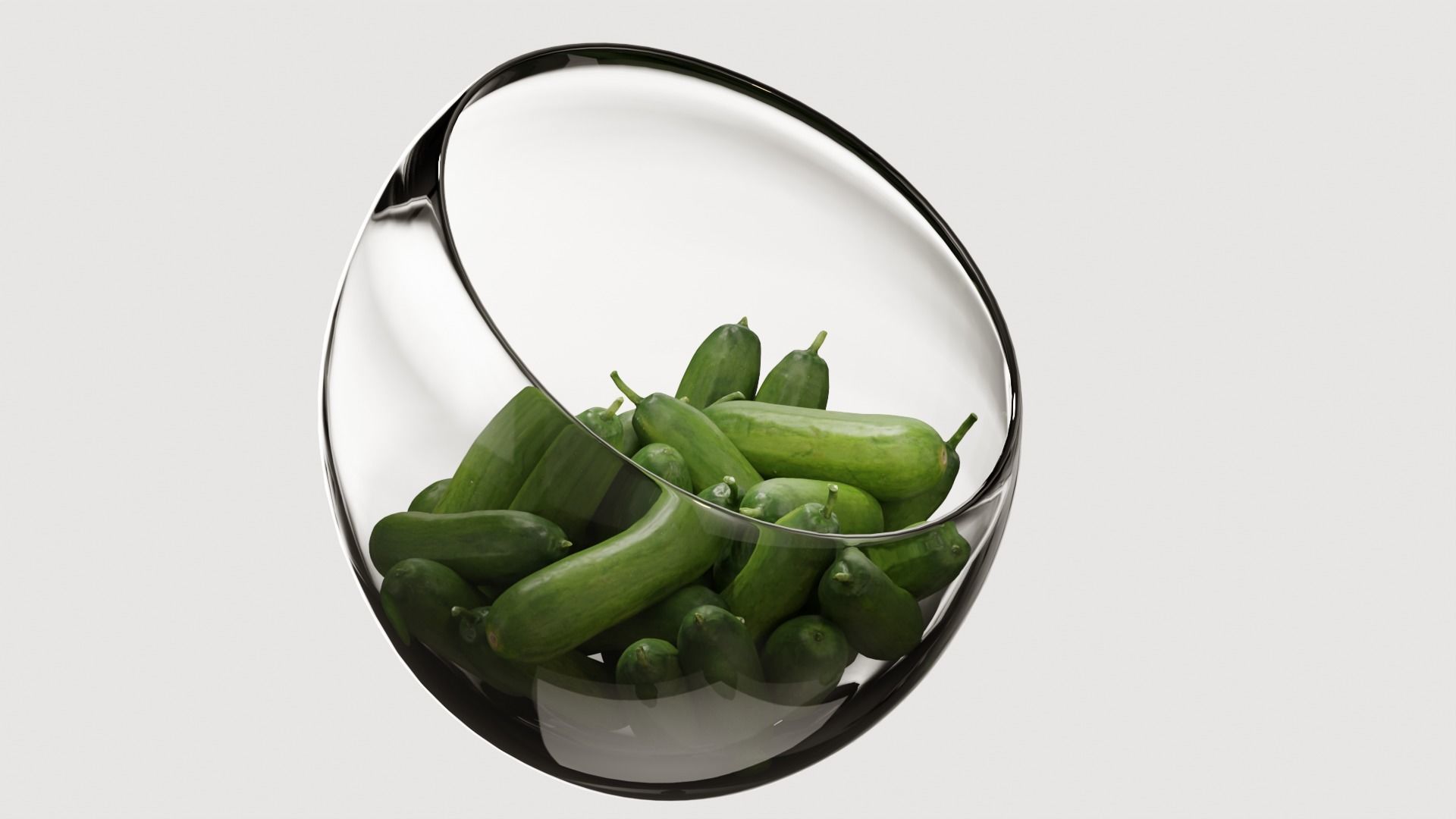 Large Slant Fruit Bowl baby cucumber 3D model_6