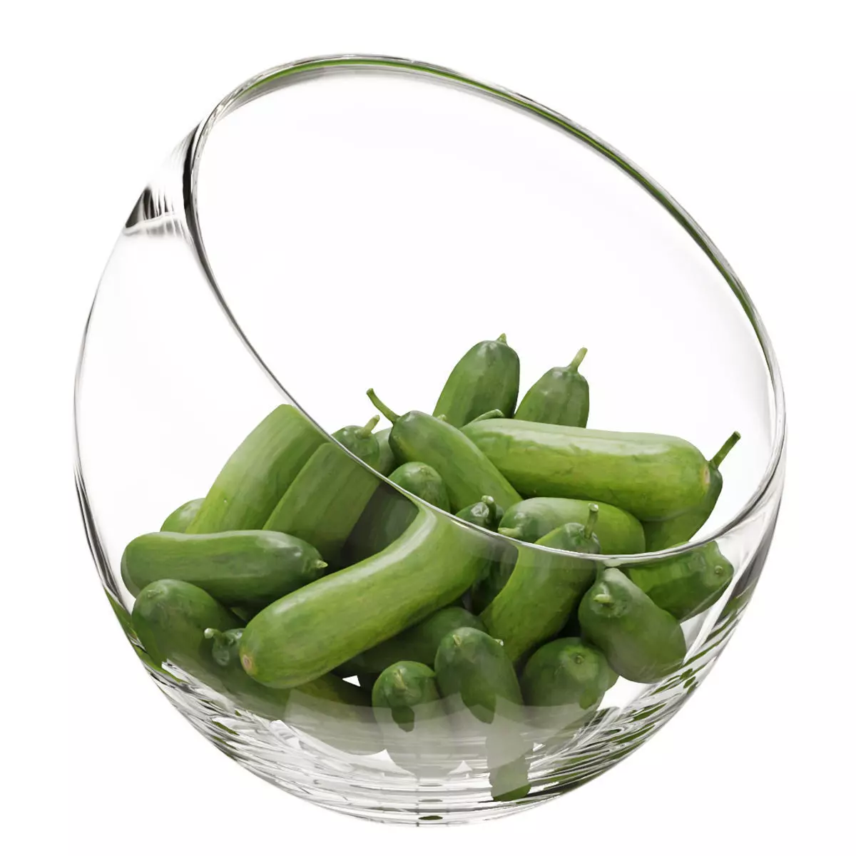 Large Slant Fruit Bowl baby cucumber 3D model_0