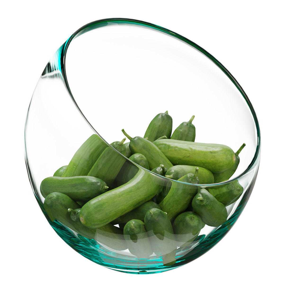 Large Slant Fruit Bowl baby cucumber 3D model_1