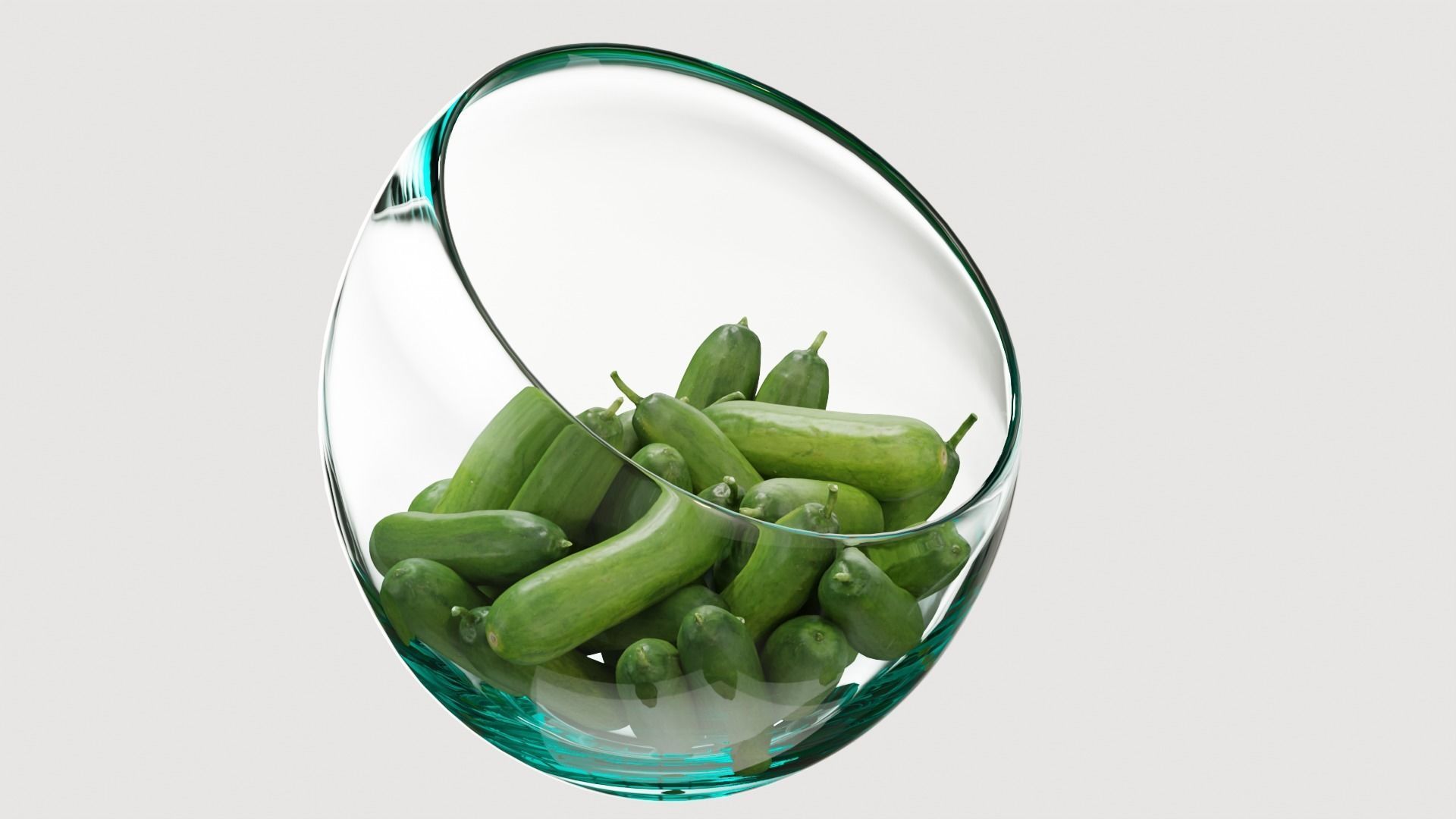 Large Slant Fruit Bowl baby cucumber 3D model_5