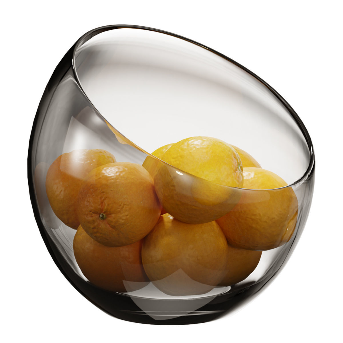 Large Slant Fruit Bowl oranges 3D model_2