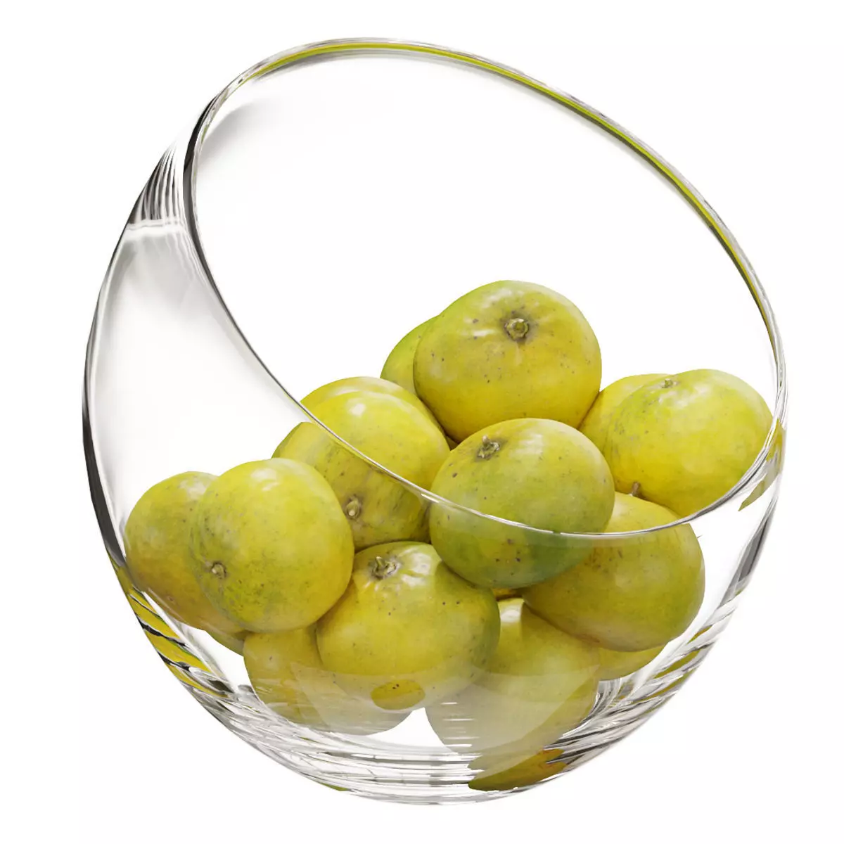 Large Slant Fruit Bowl oranges 02 3D model