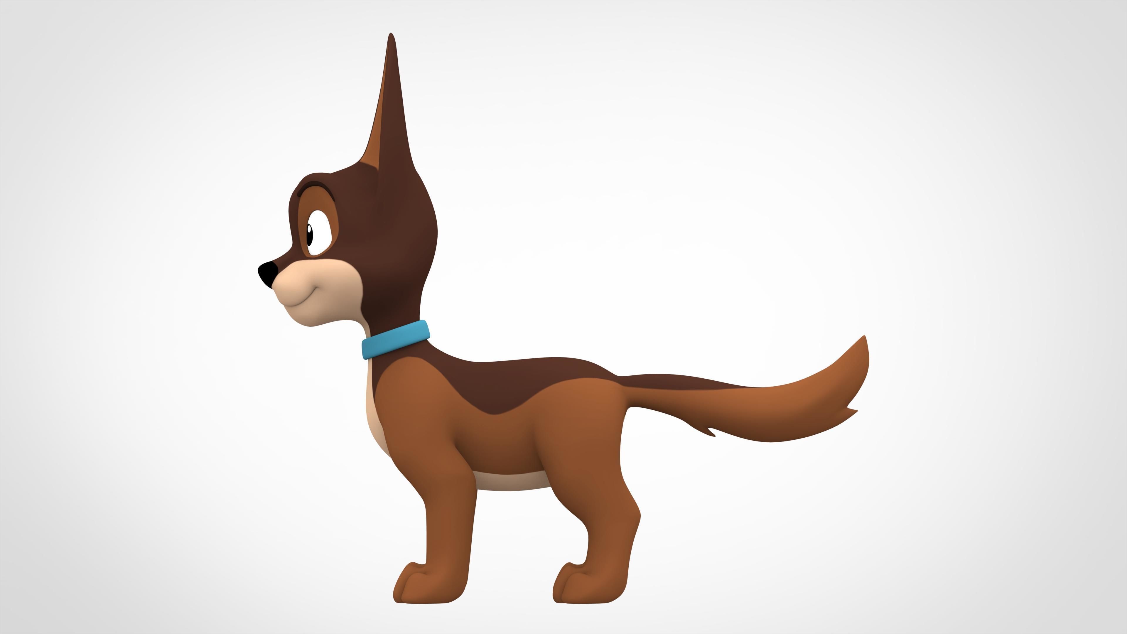 Blaze cartoon dog Low-poly 3D model_2