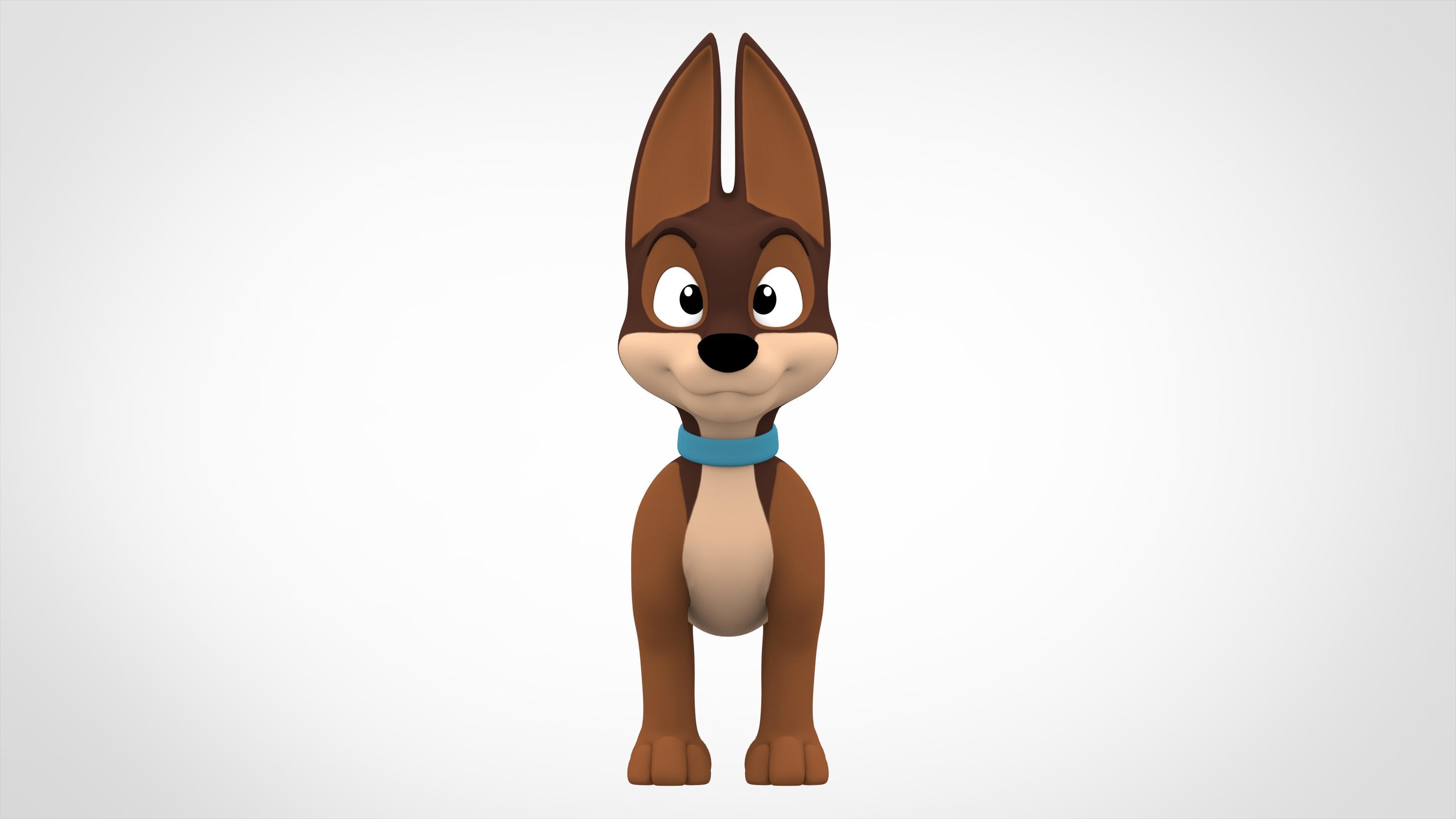 Blaze cartoon dog Low-poly 3D model_1
