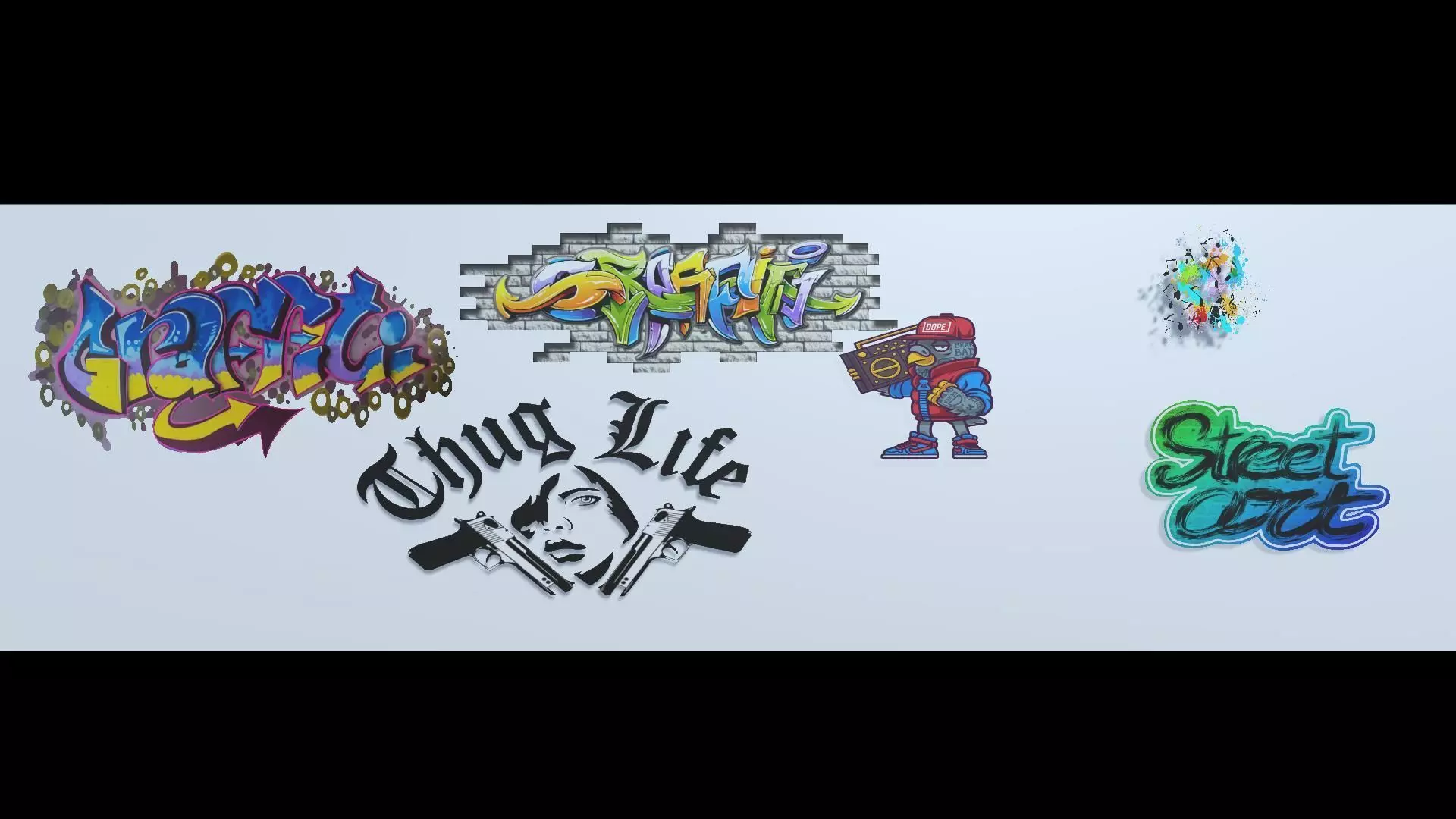 Graffiti Decals Pack Low-poly 3D model_0