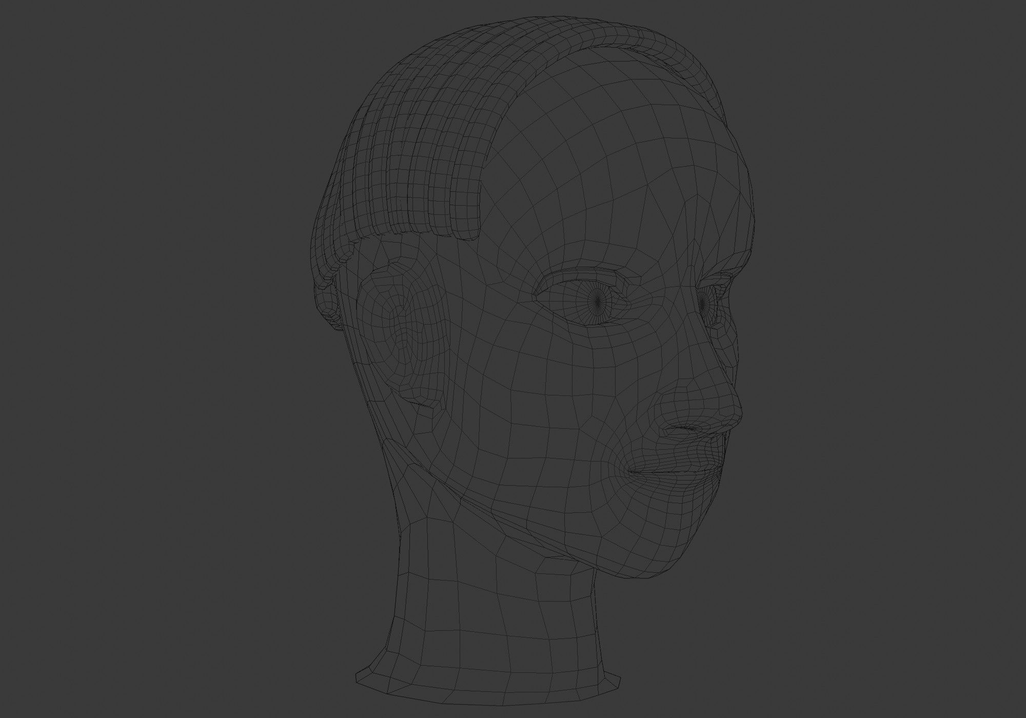 Simple Male Hairstyle  Low-poly 3D model_6