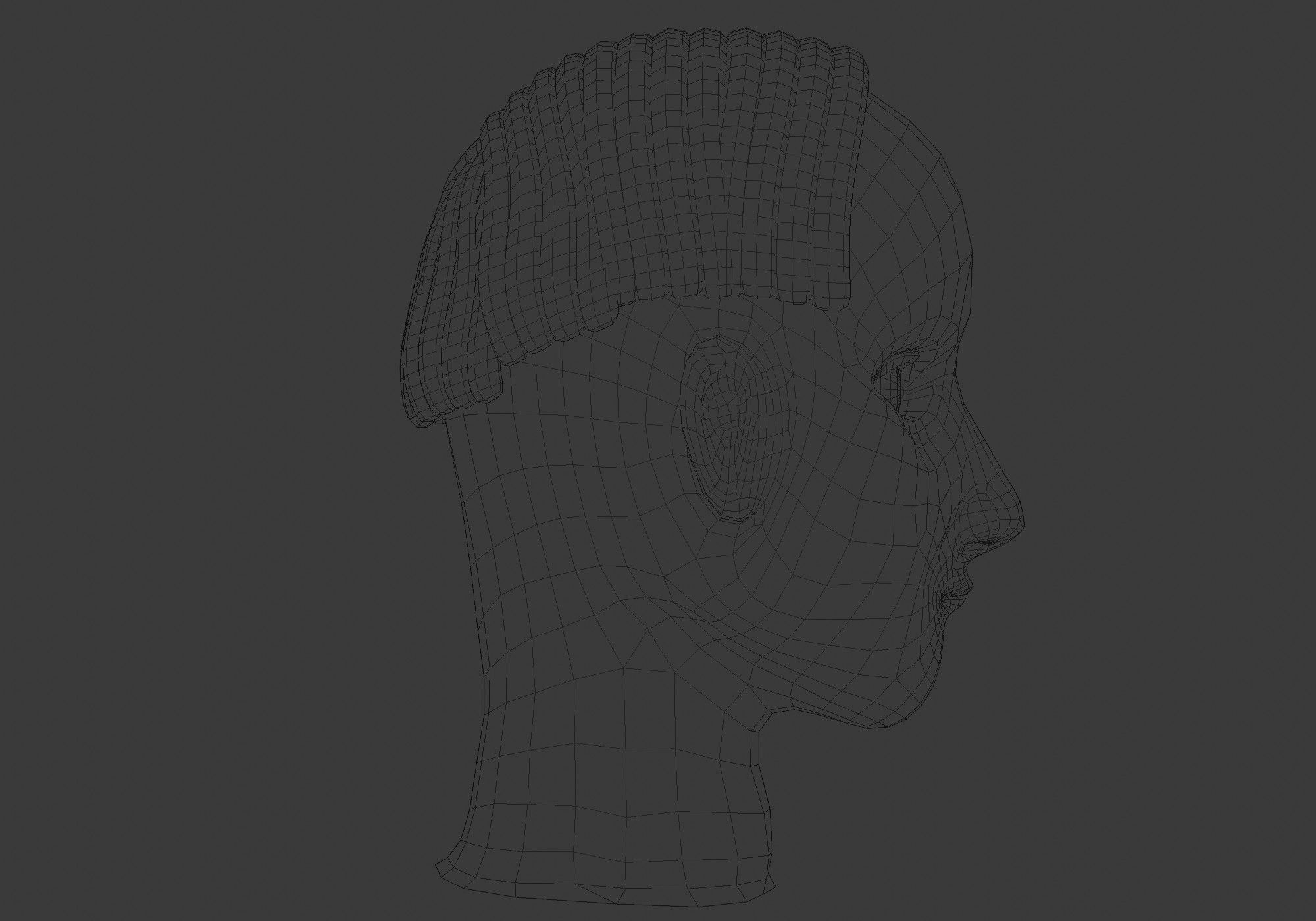 Simple Male Hairstyle  Low-poly 3D model_7