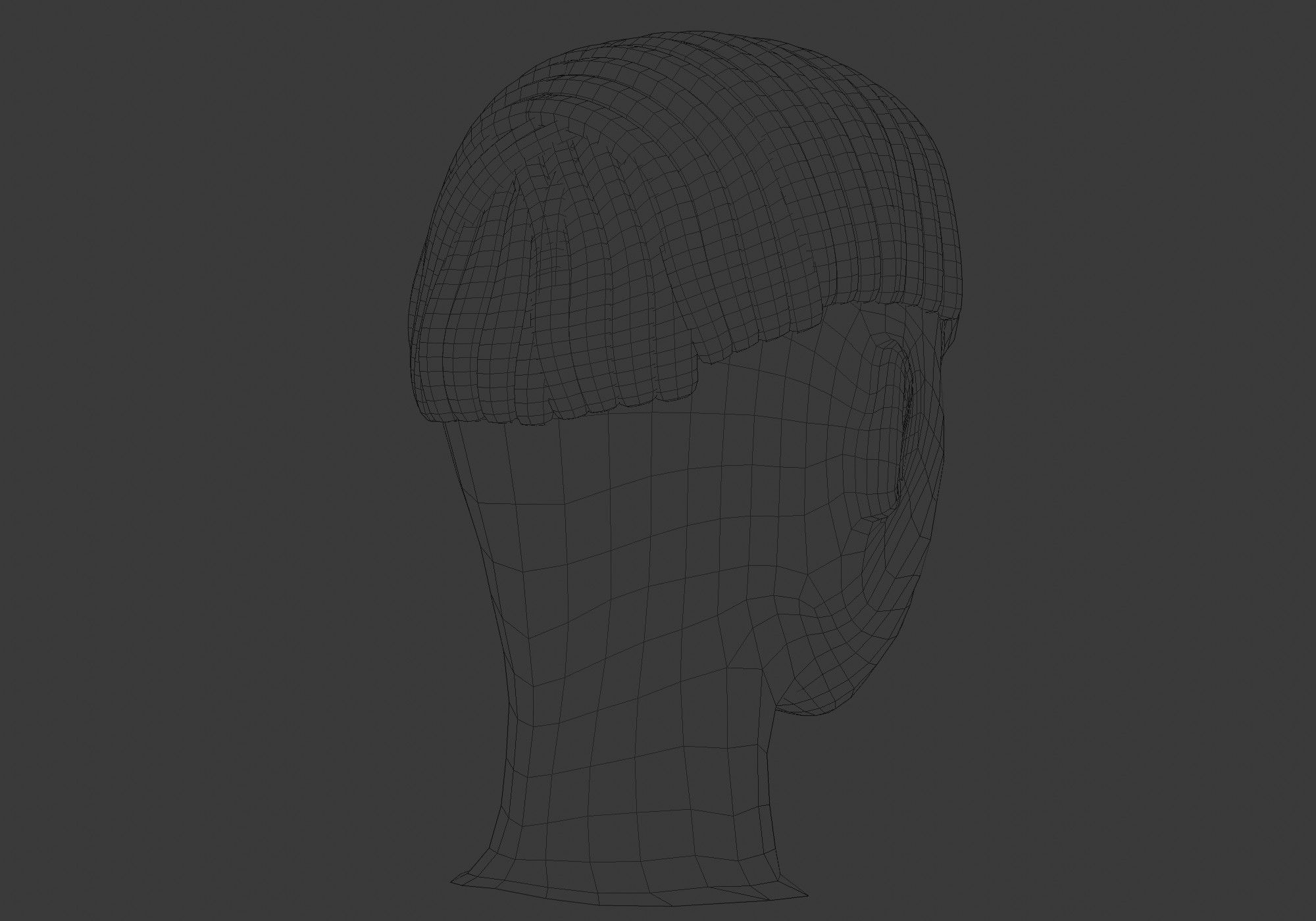 Simple Male Hairstyle  Low-poly 3D model_8