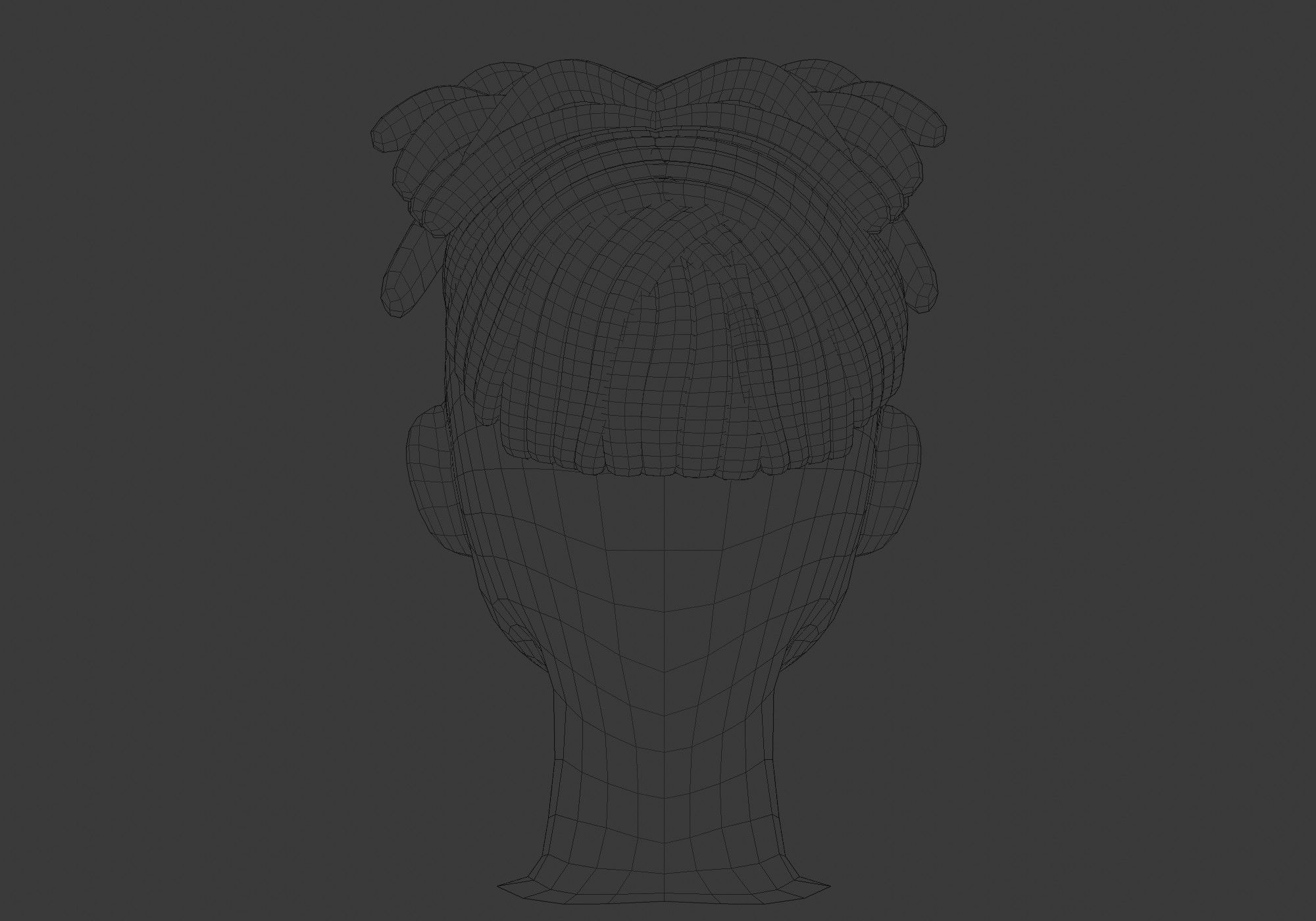 Brown Cartoon Hairstyle  Low-poly 3D model_9