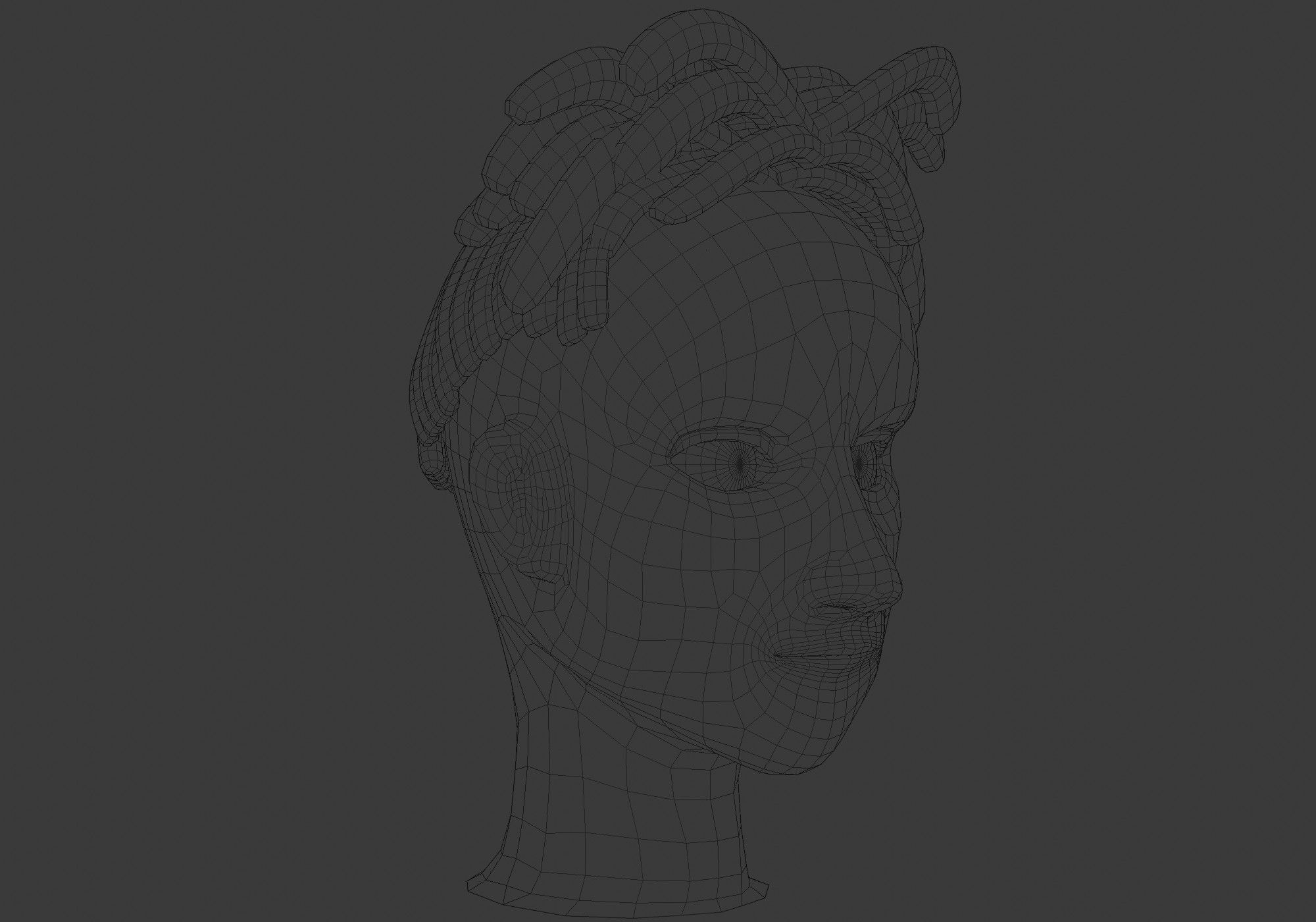 Brown Cartoon Hairstyle  Low-poly 3D model_6