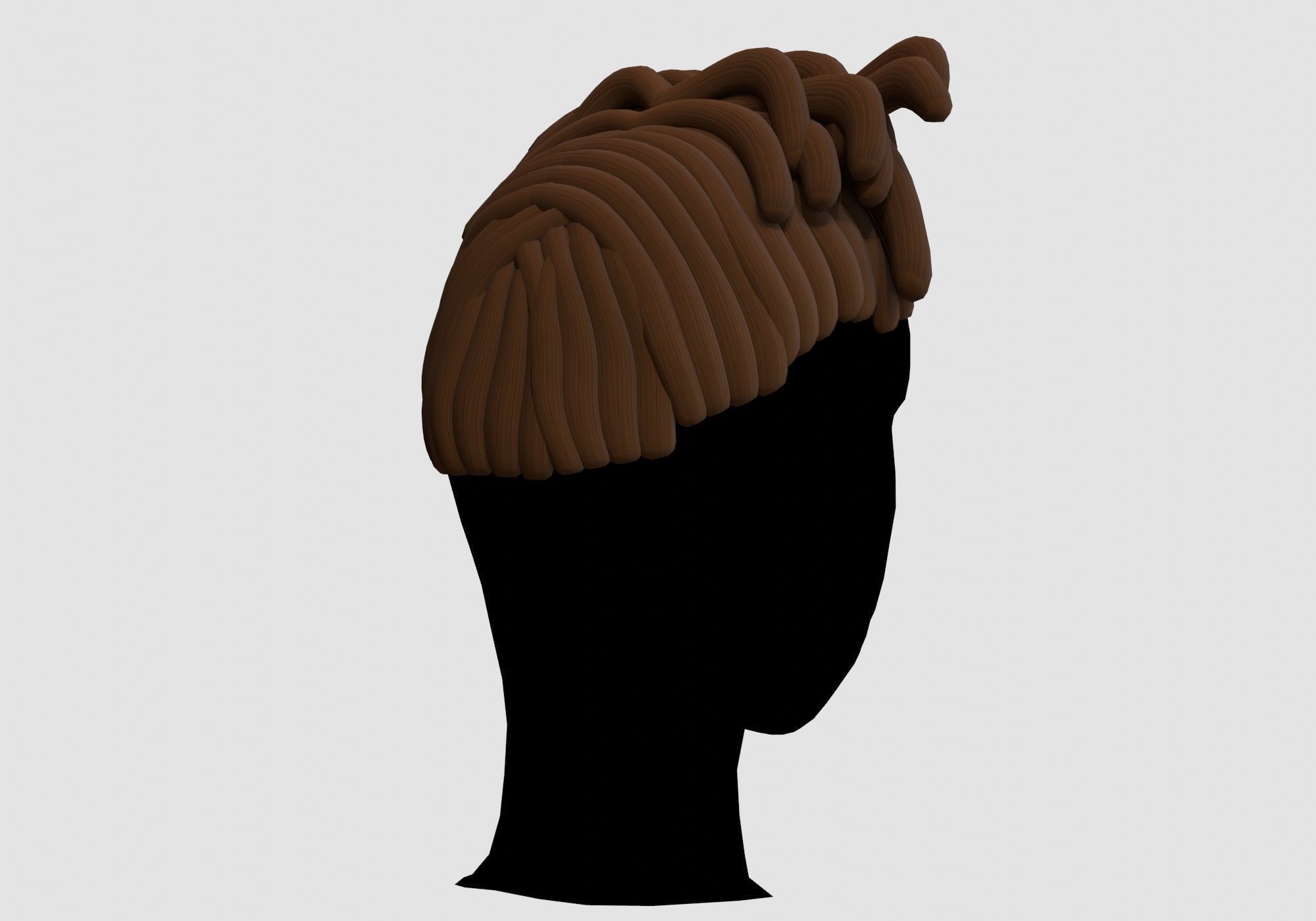 Brown Cartoon Hairstyle  Low-poly 3D model_3
