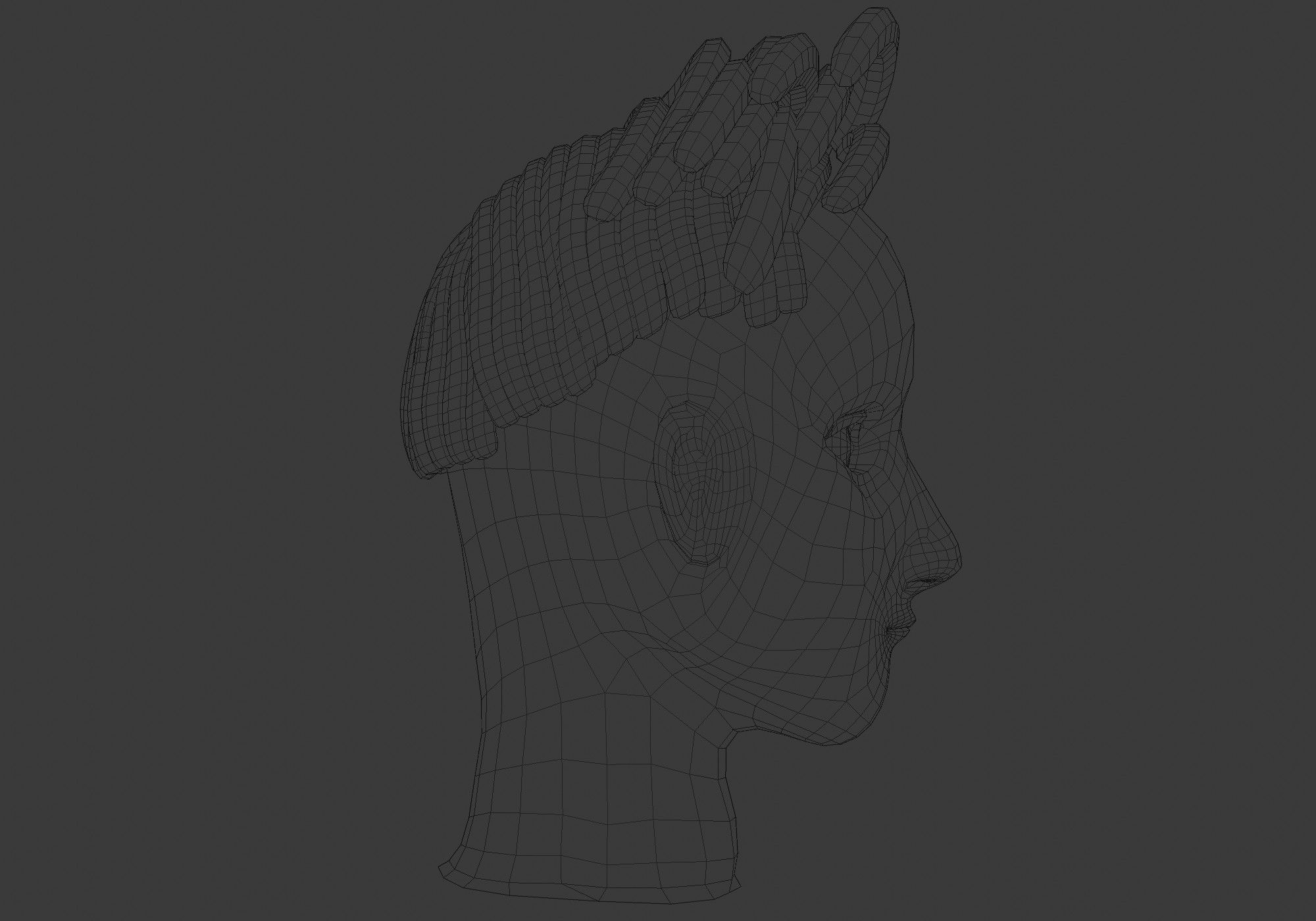 Brown Cartoon Hairstyle  Low-poly 3D model_7