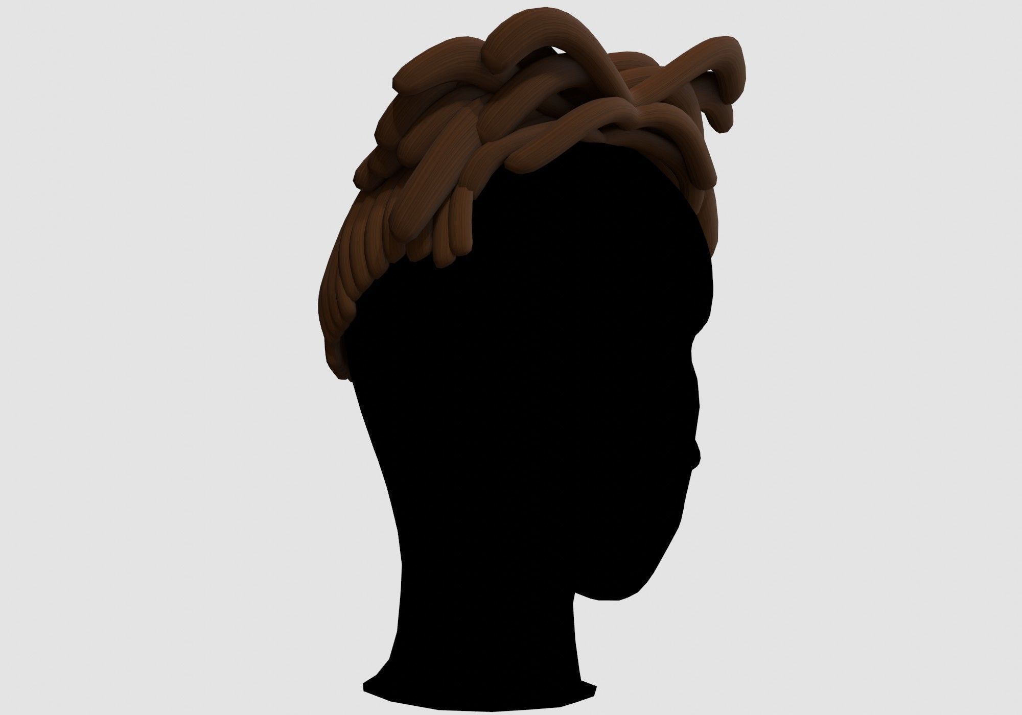 Brown Cartoon Hairstyle  Low-poly 3D model_1