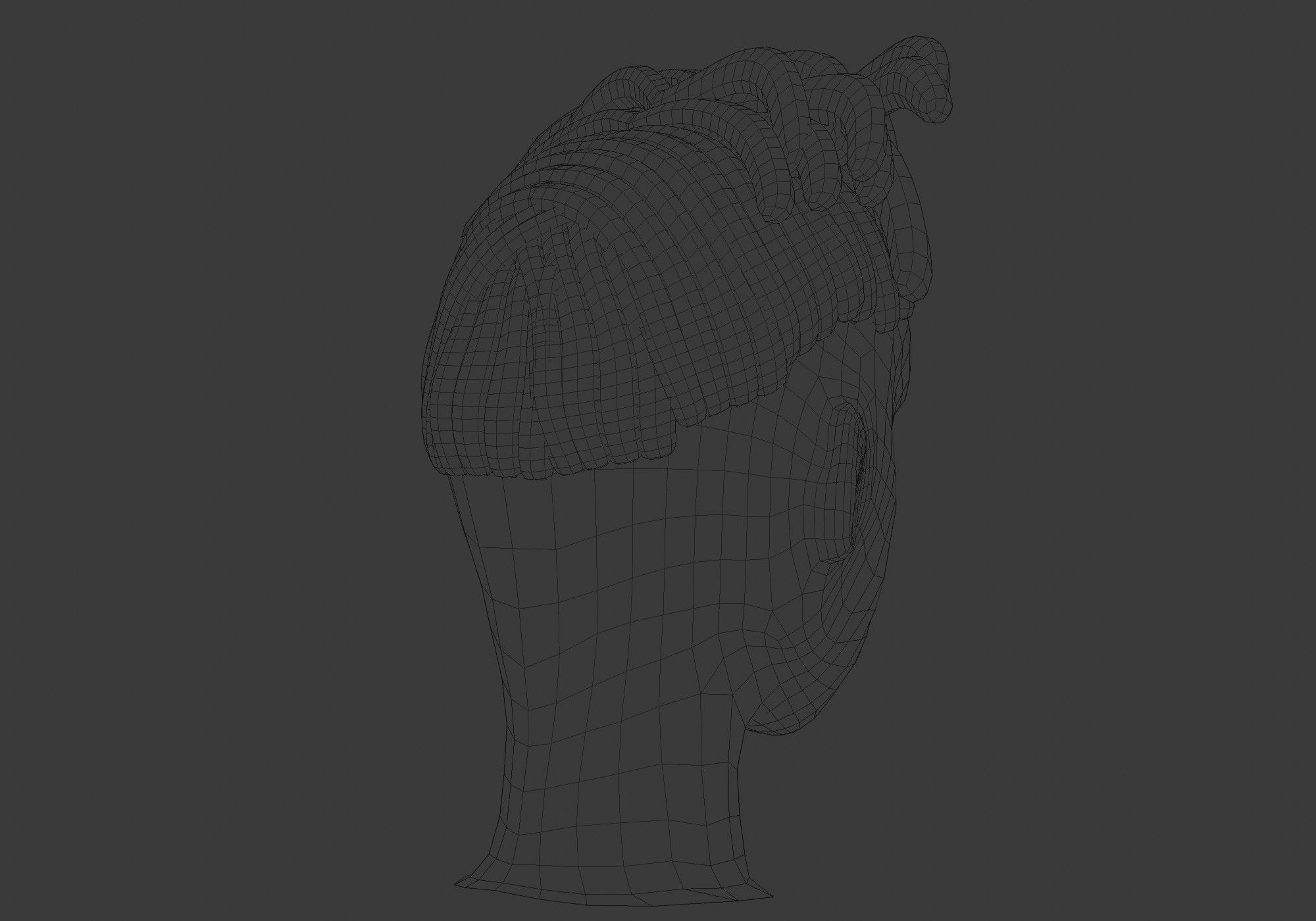 Brown Cartoon Hairstyle  Low-poly 3D model_8