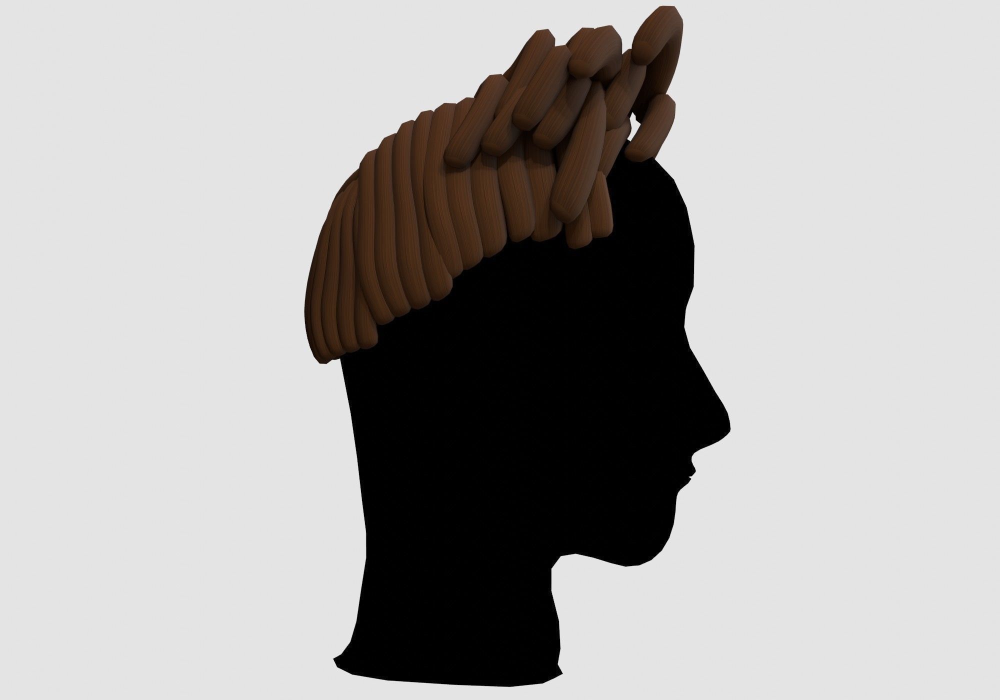 Brown Cartoon Hairstyle  Low-poly 3D model_2