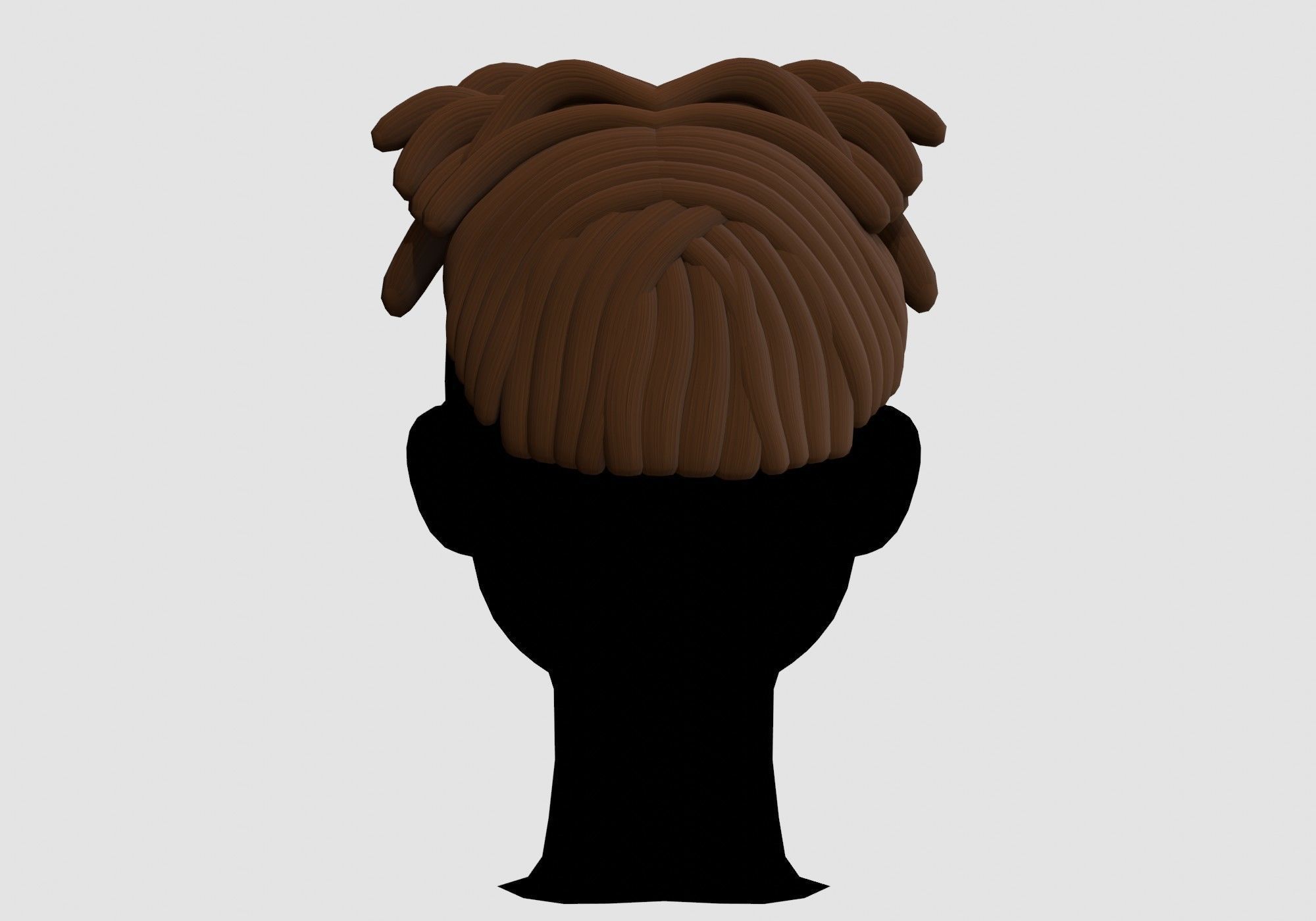 Brown Cartoon Hairstyle  Low-poly 3D model_4