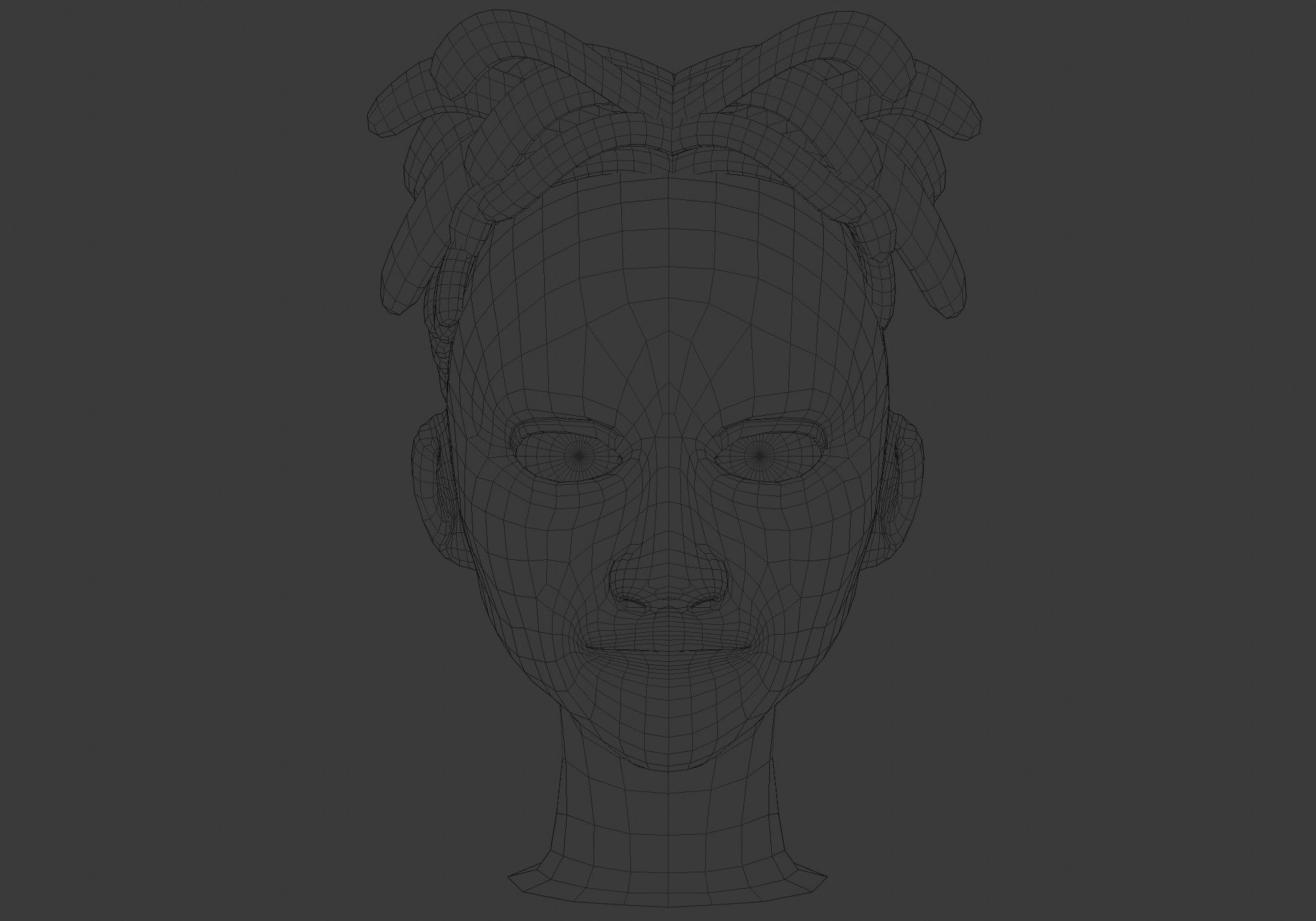 Brown Cartoon Hairstyle  Low-poly 3D model_5