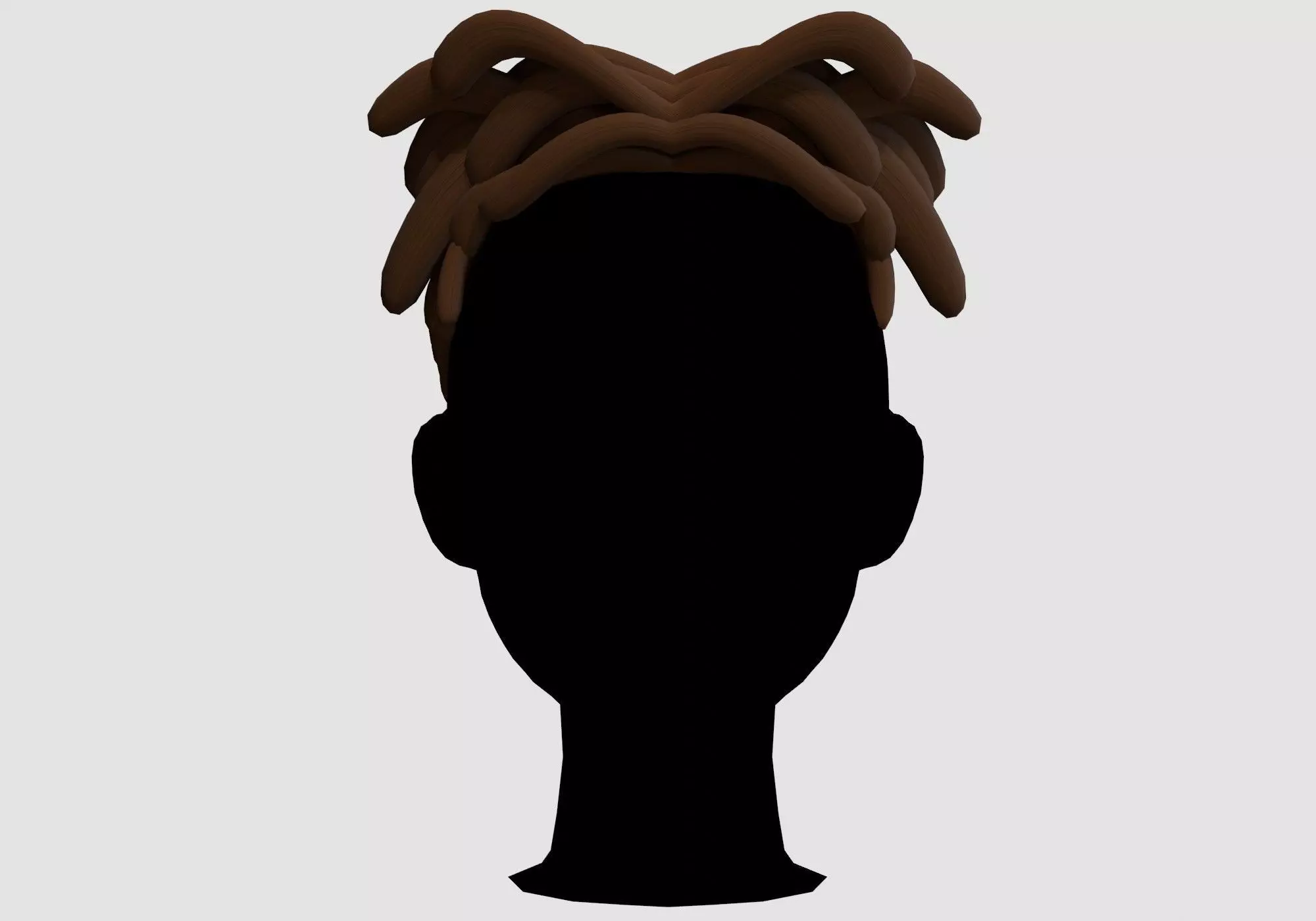 Brown Cartoon Hairstyle  Low-poly 3D model_0