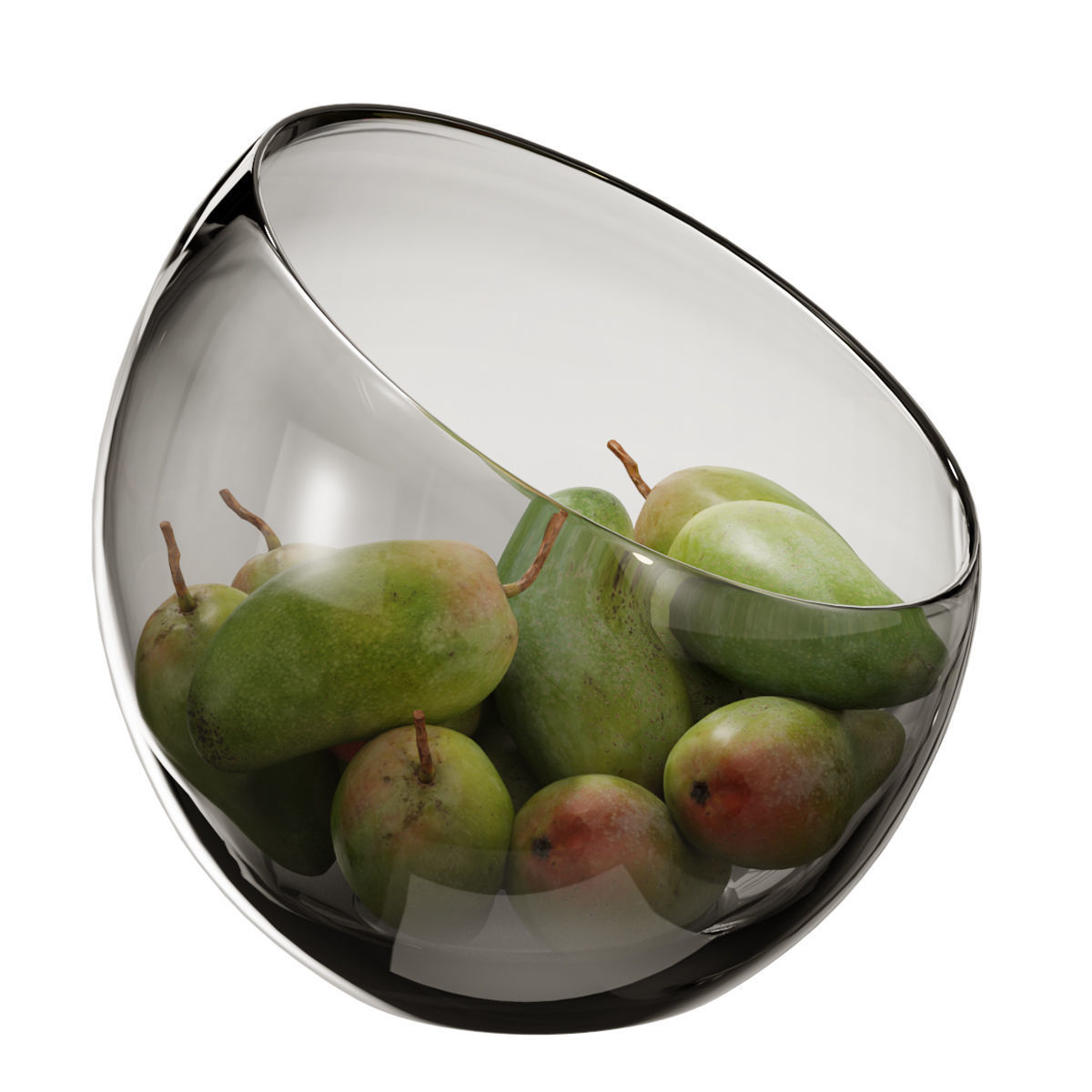 Large Slant Fruit Bowl mango 3D model_1