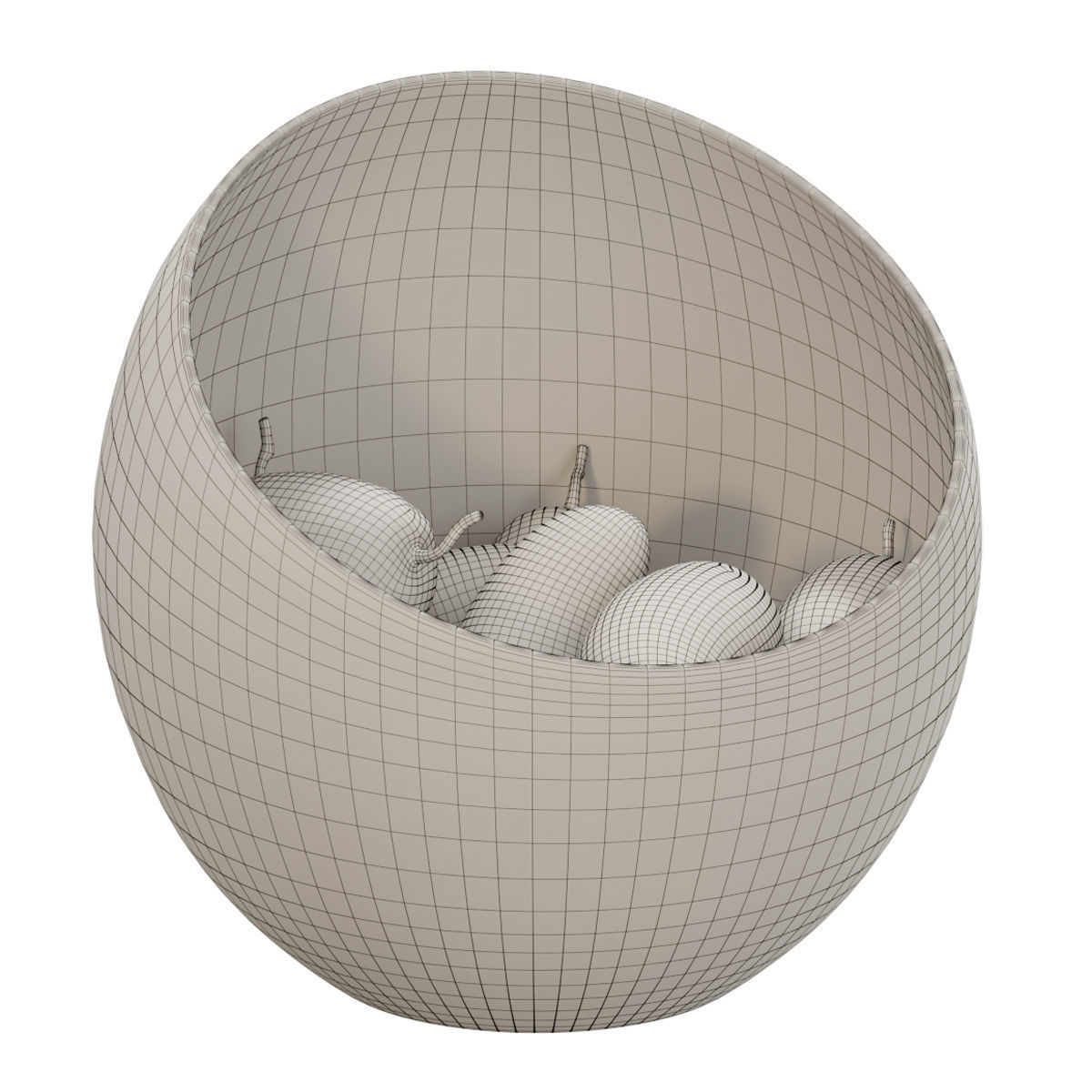 Large Slant Fruit Bowl mango 3D model_2