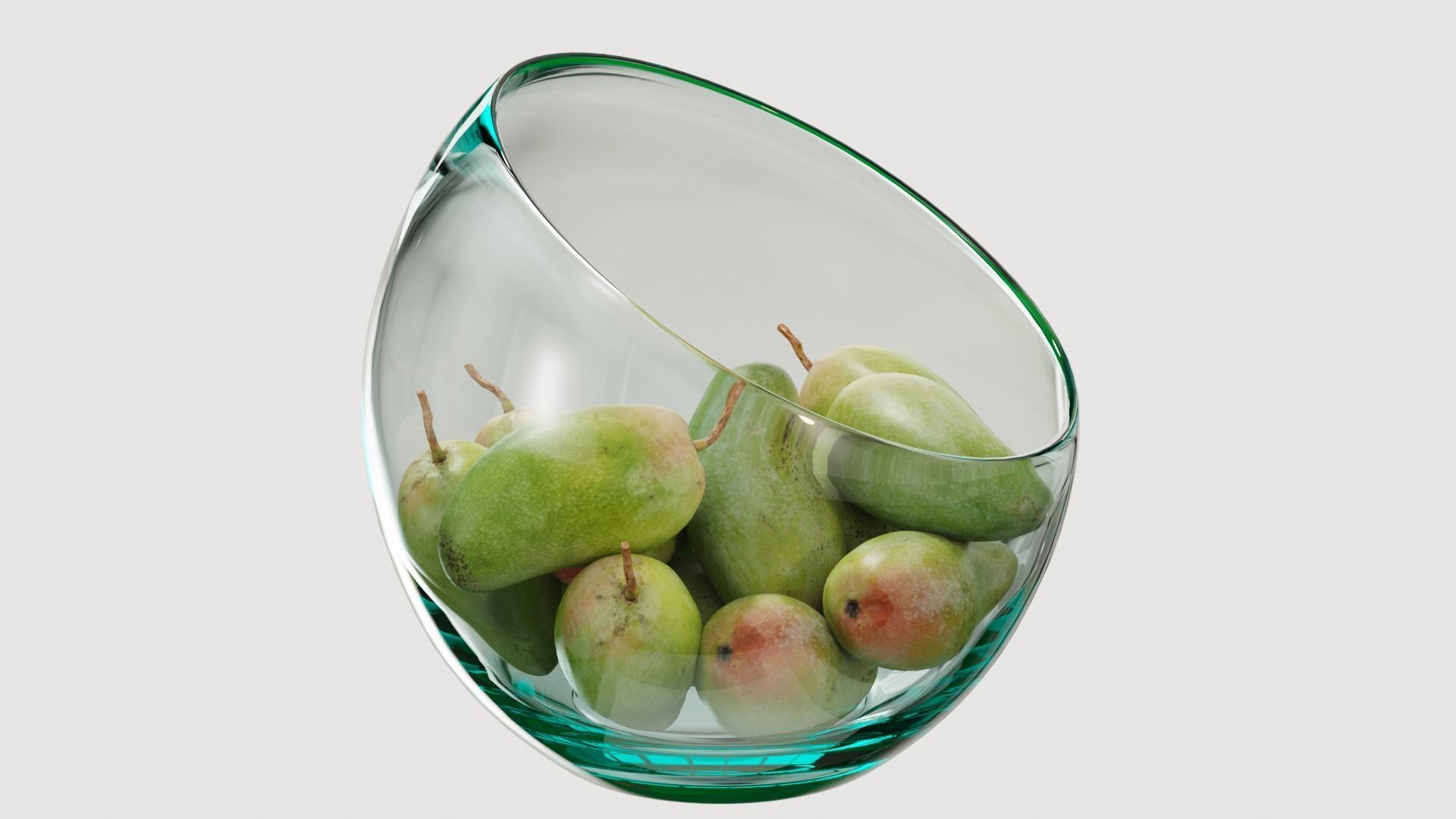 Large Slant Fruit Bowl mango 3D model_8