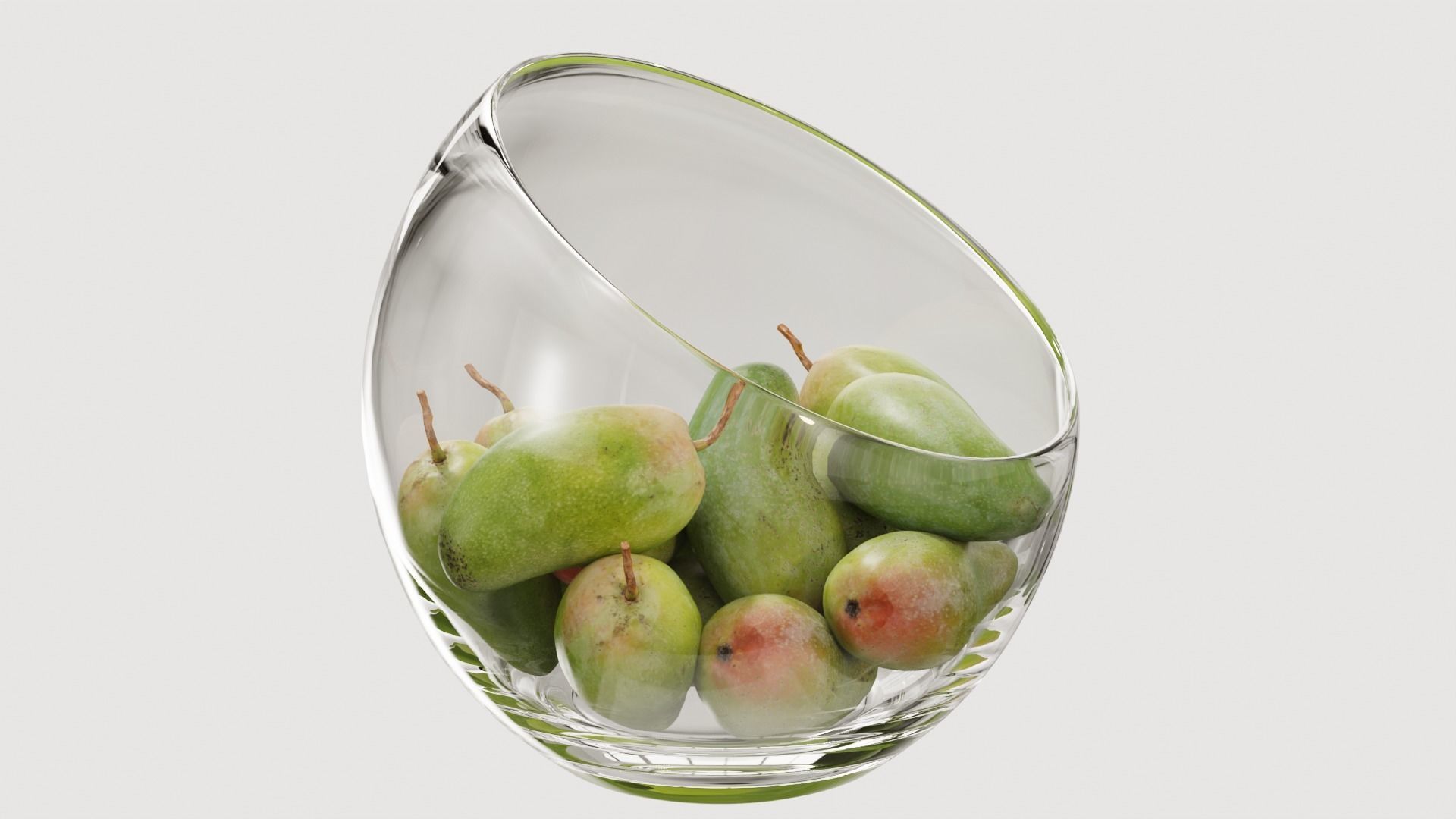 Large Slant Fruit Bowl mango 3D model_5