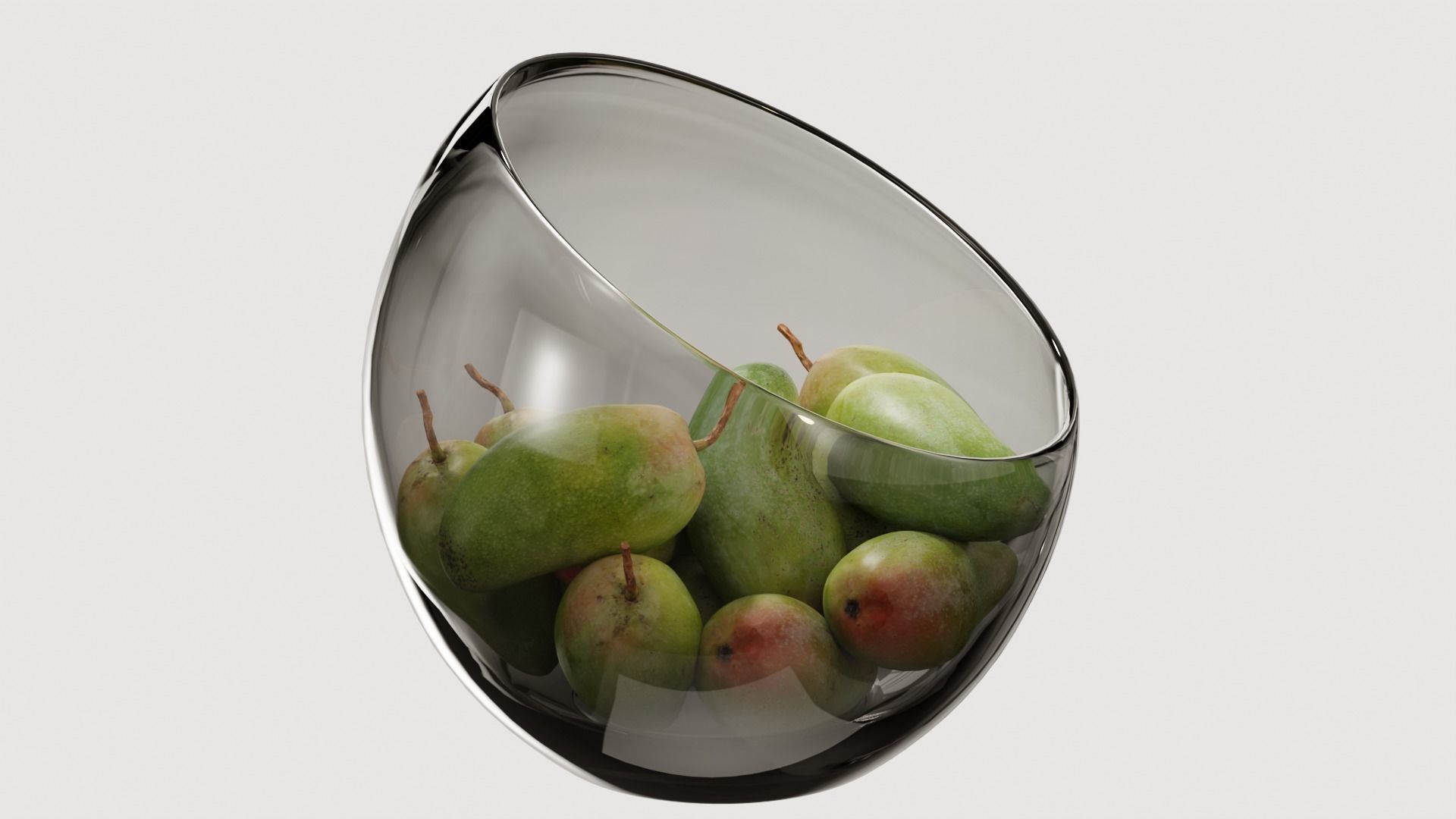 Large Slant Fruit Bowl mango 3D model_6