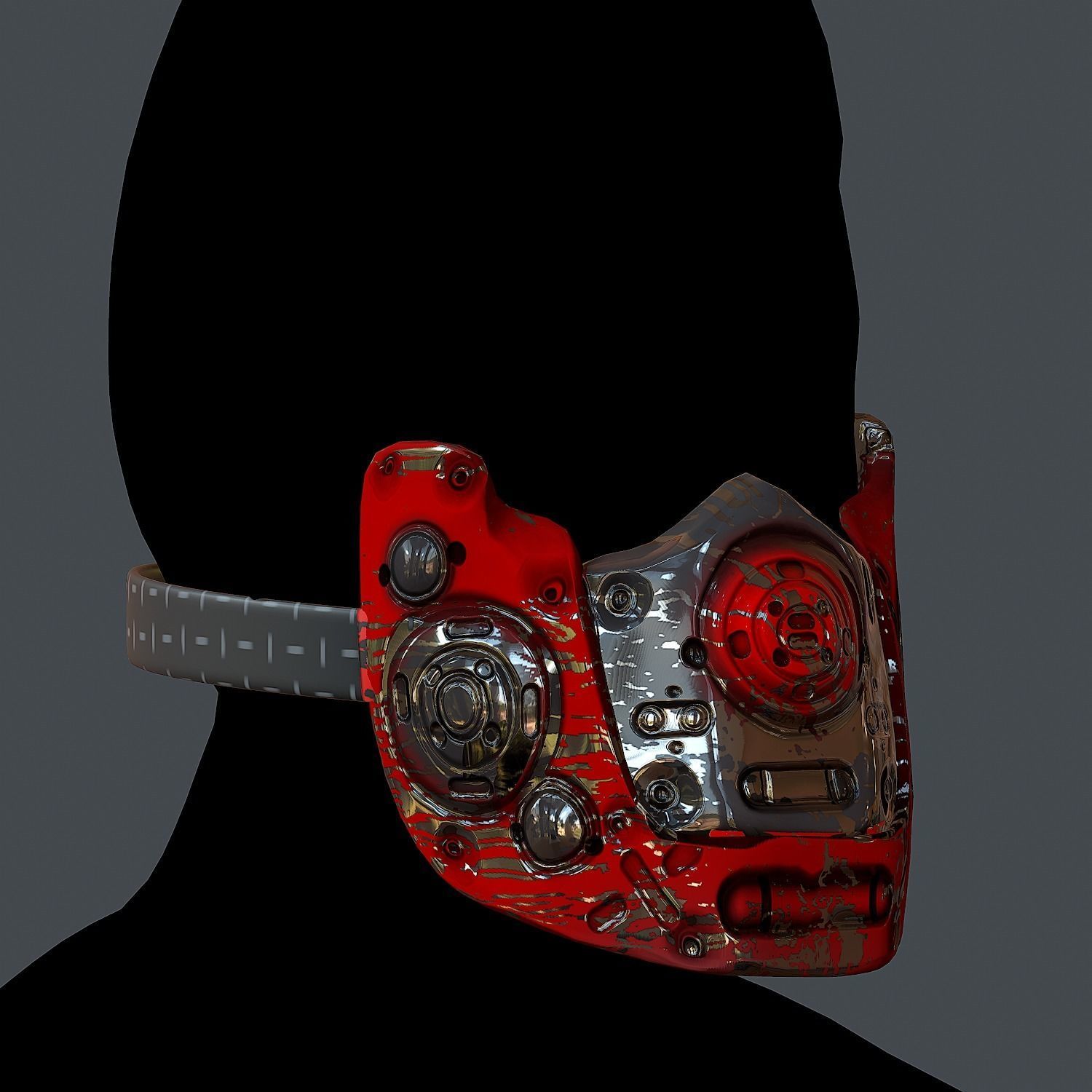 Gas mask helmet 3d model scifi Low-poly  Low-poly 3D model_2