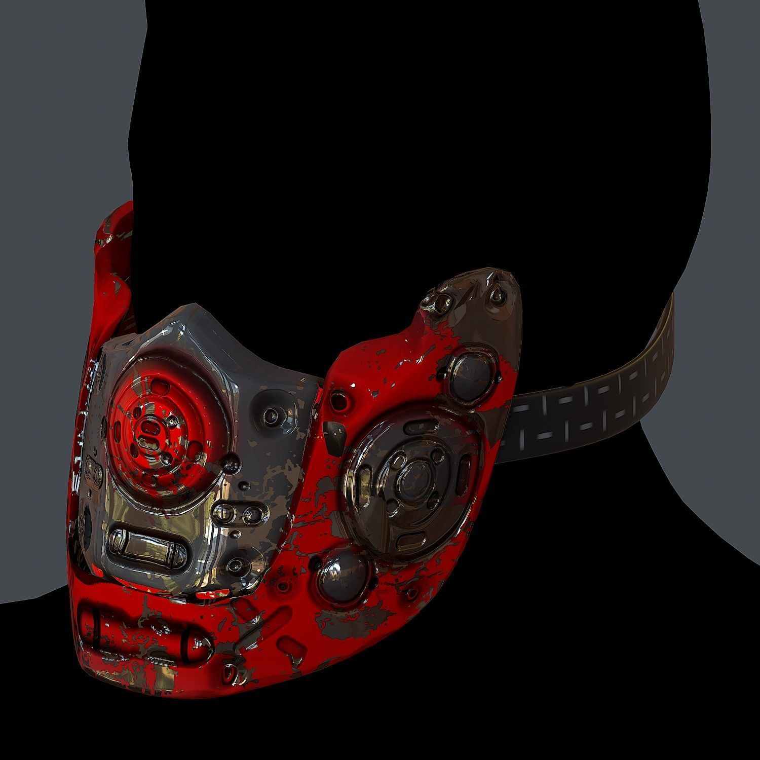 Gas mask helmet 3d model scifi Low-poly  Low-poly 3D model_5