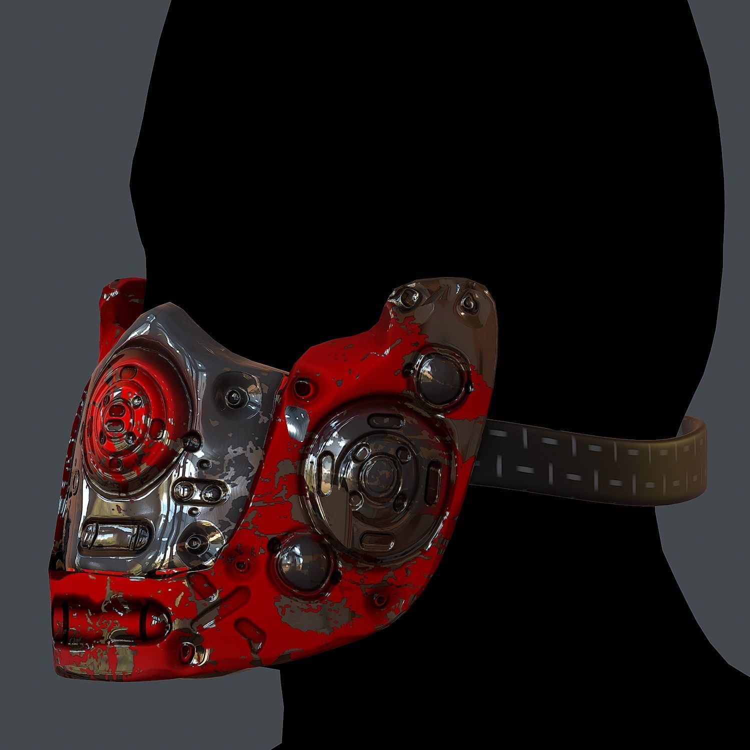 Gas mask helmet 3d model scifi Low-poly  Low-poly 3D model_4