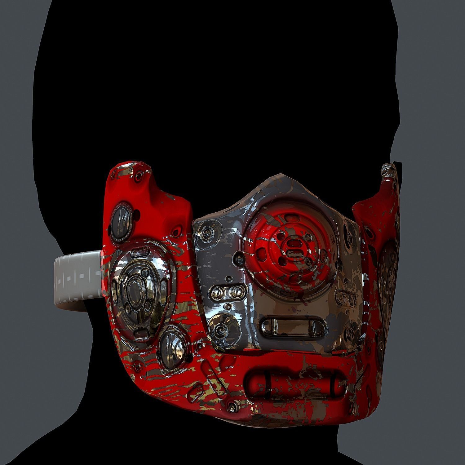 Gas mask helmet 3d model scifi Low-poly  Low-poly 3D model_3