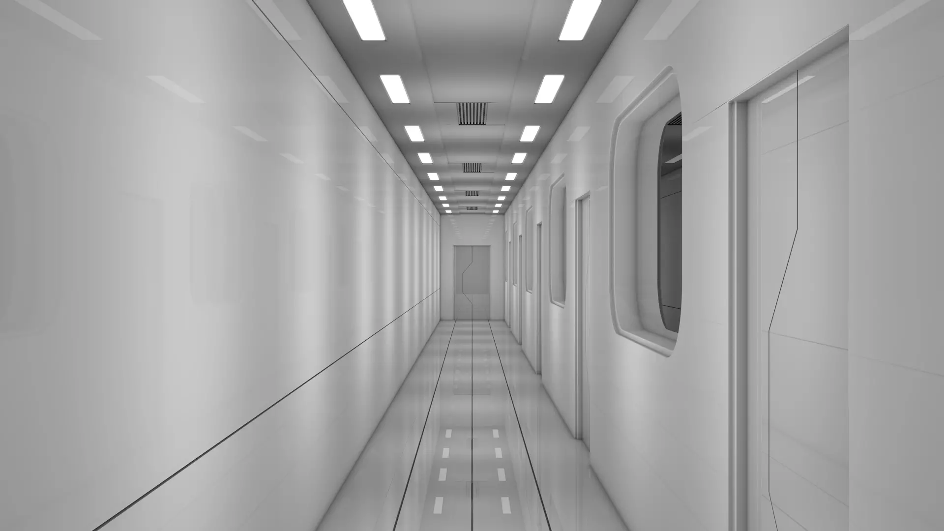 Sci Fi Apartment Corridor Low-poly 3D model_0