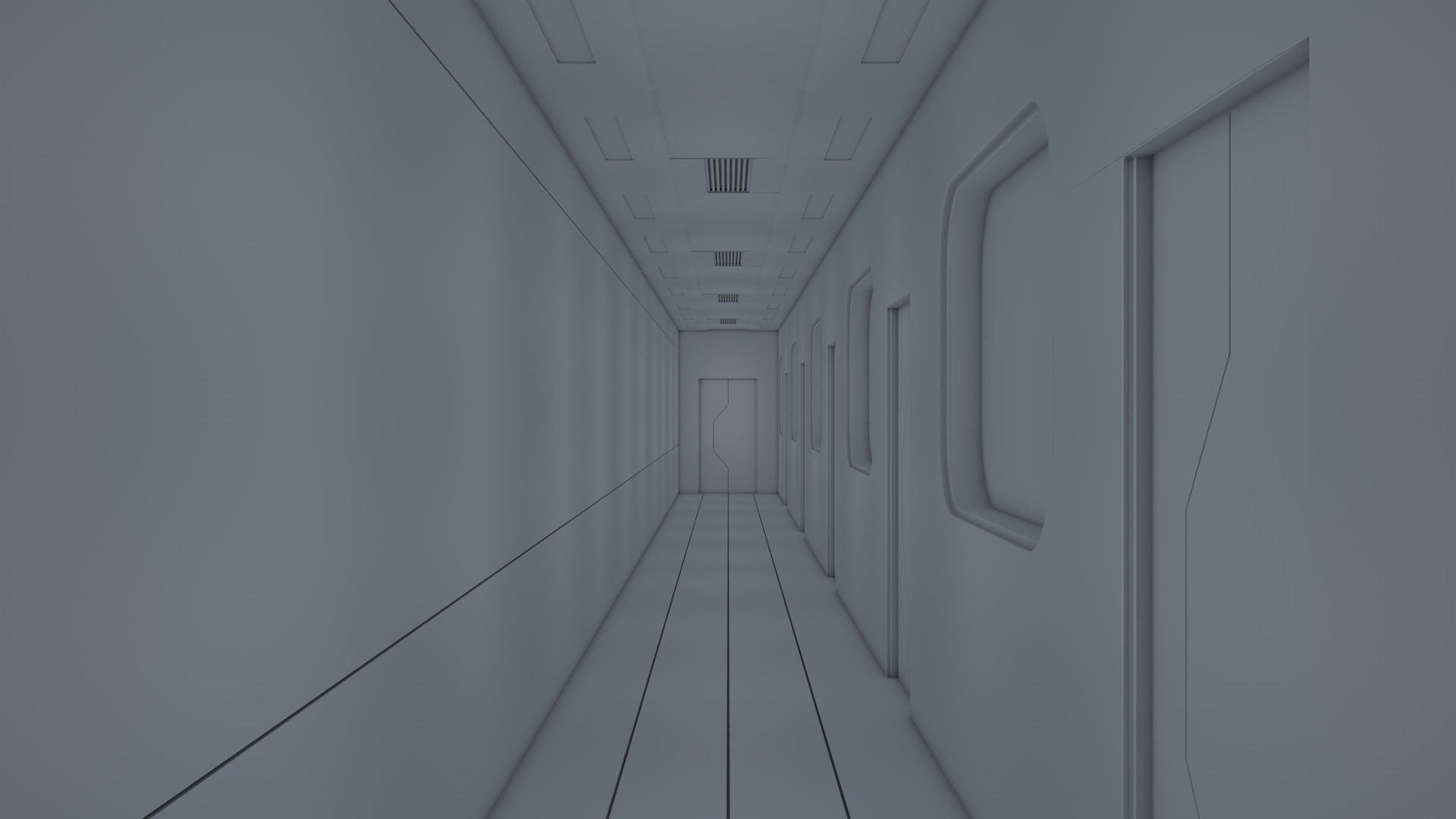 Sci Fi Apartment Corridor Low-poly 3D model_5