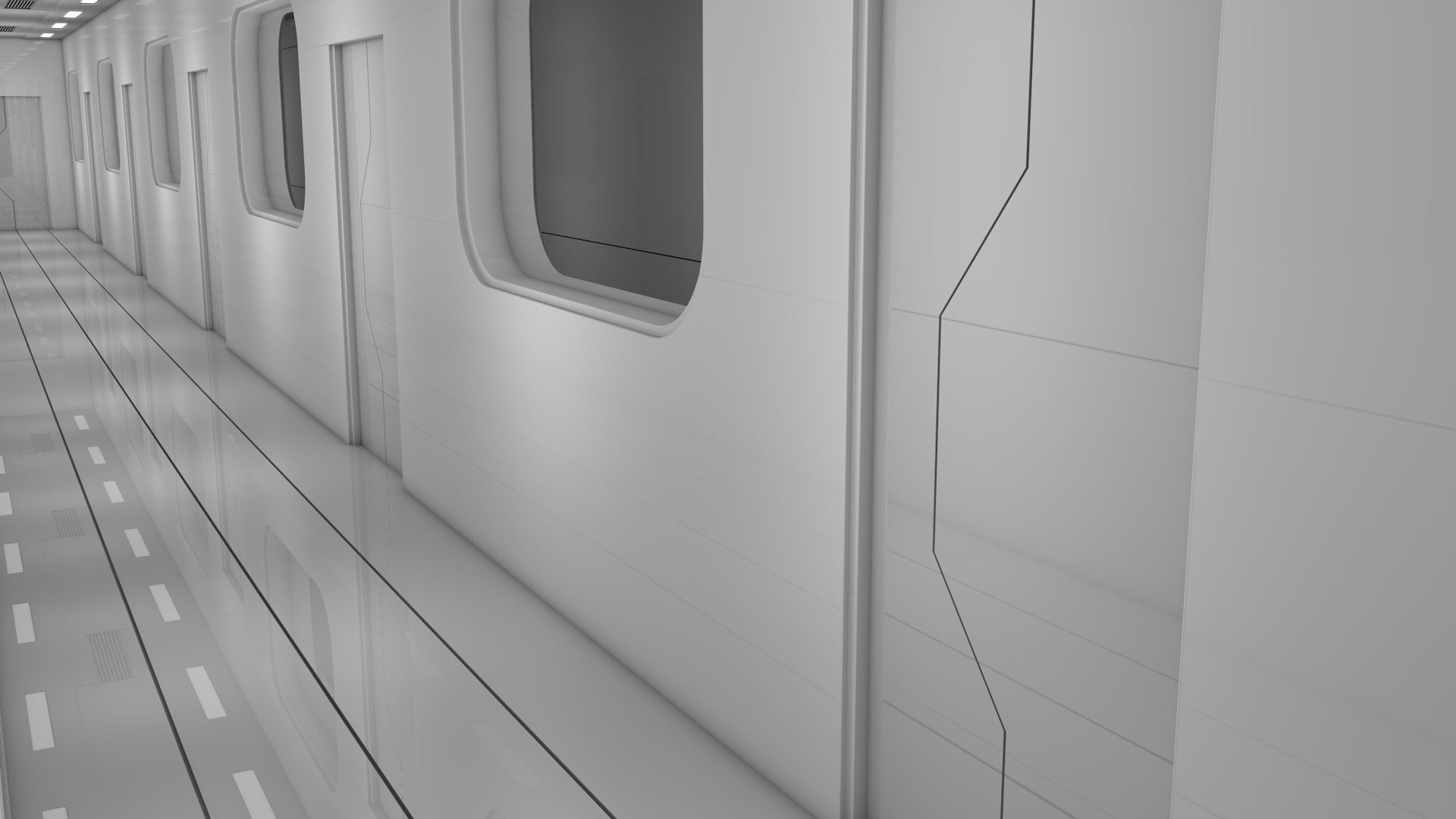 Sci Fi Apartment Corridor Low-poly 3D model_3