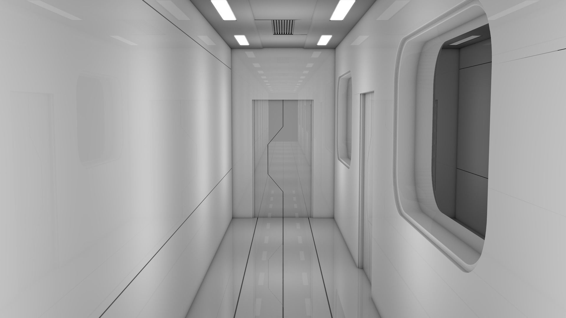 Sci Fi Apartment Corridor Low-poly 3D model_4