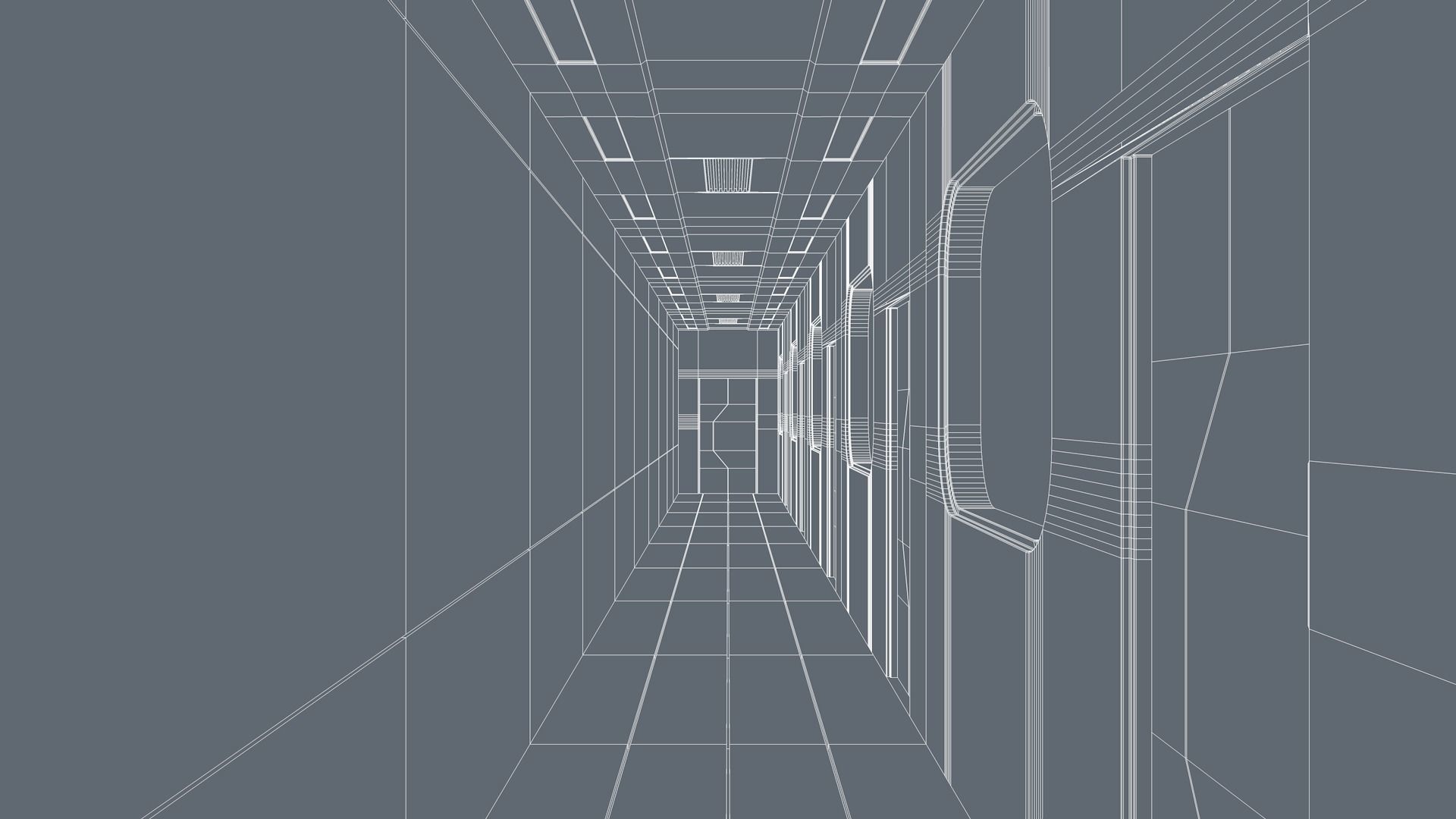 Sci Fi Apartment Corridor Low-poly 3D model_6