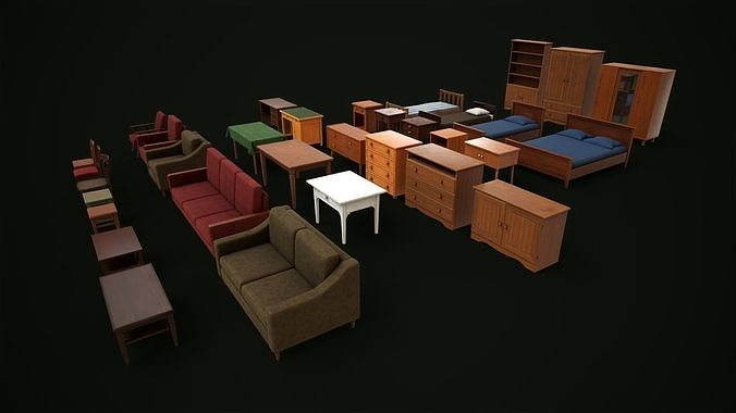Set of different furniture 3D Model Pack 4