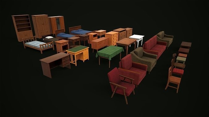 Set of different furniture 3D Model Pack 5