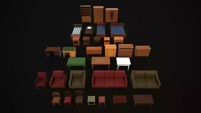 Set of different furniture 3D Model Collection