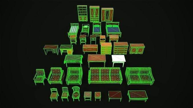 Set of different furniture 3D Model Pack 6