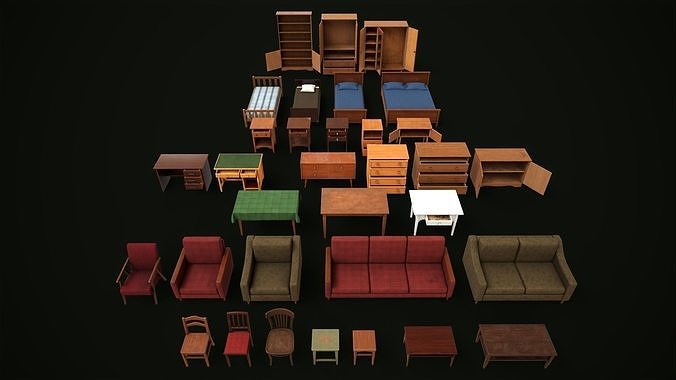 Set of different furniture 3D Model Pack 3